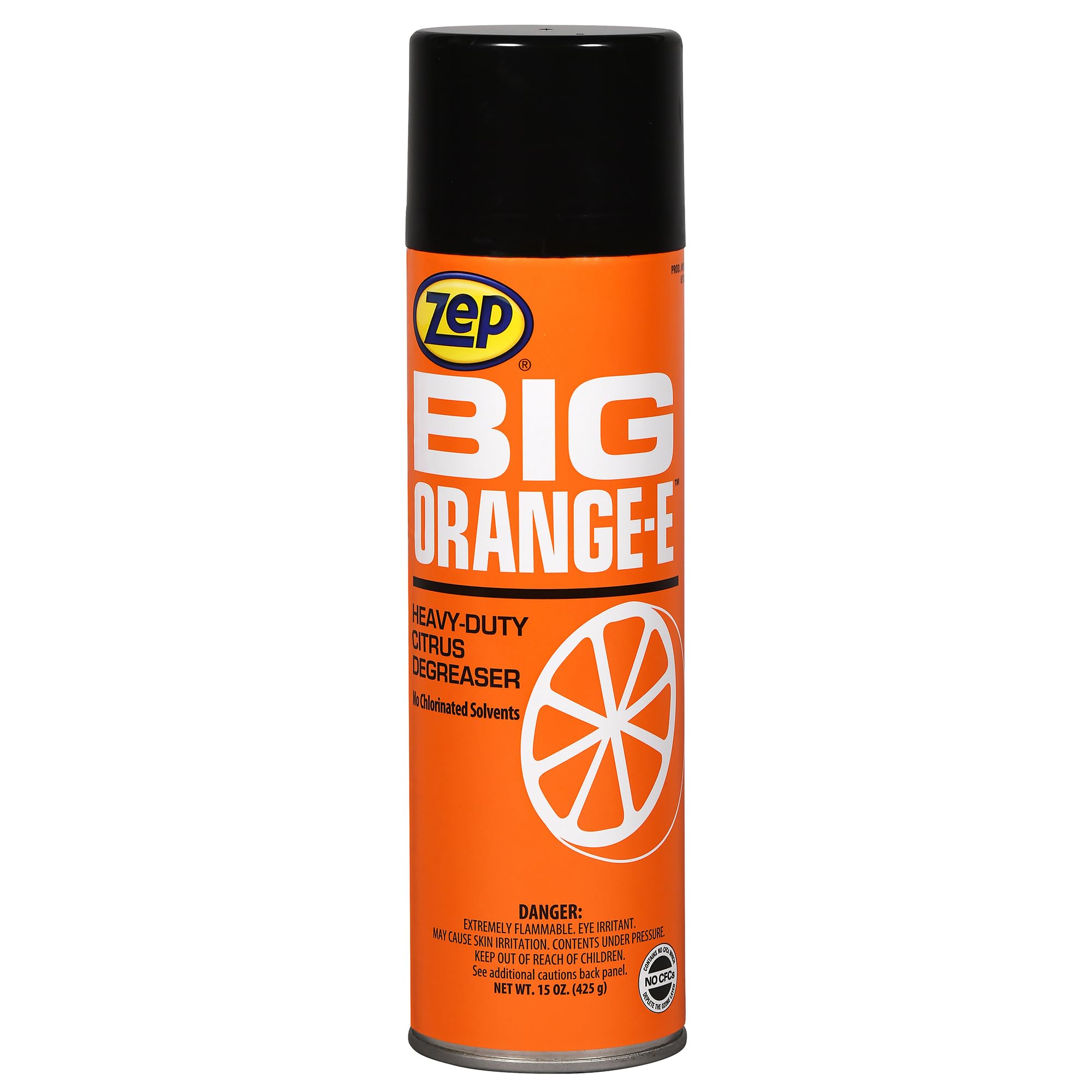 Zep Big Orange-E Heavy-Duty Citrus Degreaser Aerosol - 15 oz (Pack of 12) | Industrial Strength Cleaner with Natural Solvents | Removes Grease, Oil, Tar & Tough Stains | Ideal for Garage, Workshop & Commercial Kitchens