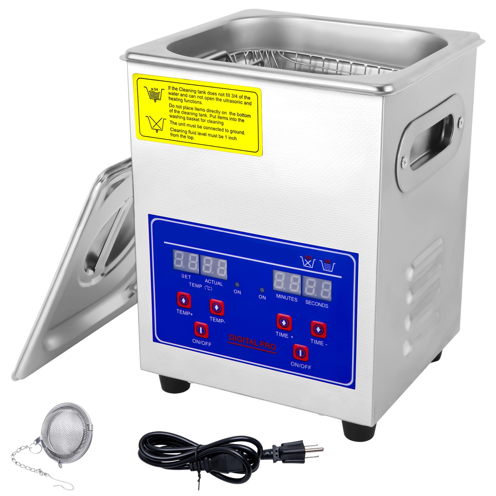2L Industrial Ultrasonic Carburetor Cleaner Machine with Heater & Digital Timer - 110V Automotive Parts Cleaner for Carb Repair, Tools & Engine Components - Perfect for DIY Mechanics & Professional Auto Shops