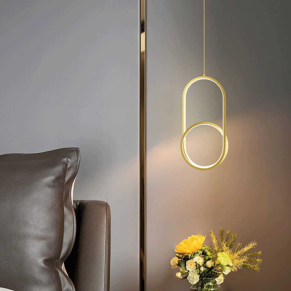 Adjustable LED Hanging Lamp - Modern Oval Chandelier for Bedroom, Dining Room & Living Room | Dimmable Ceiling Light Fixture for Bedside, Kitchen, Bar Decor | Perfect for Reading, Relaxing & Ambient Lighting