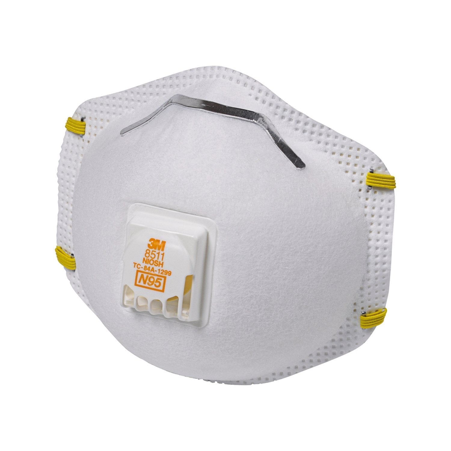 3M 8511 N95 Disposable Valved Respirator Mask - NIOSH Approved, Comfortable & Breathable for Construction, Woodworking, Painting & Dust Protection