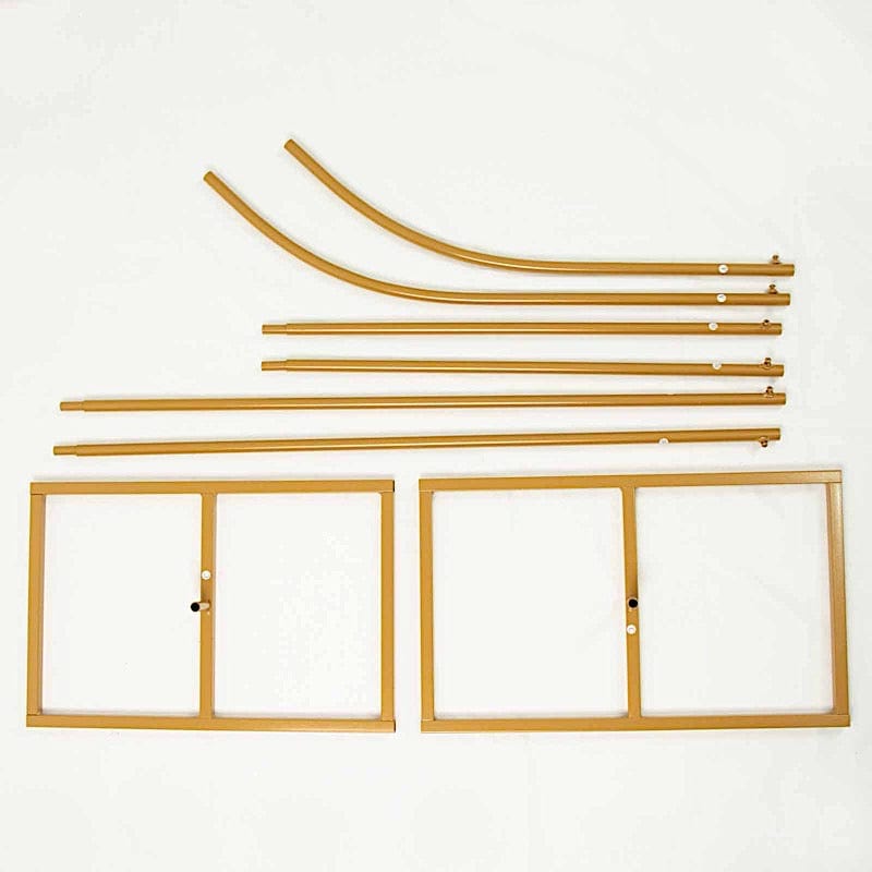 2 Pack Gold Curved Metal Floral Display Frames - Wedding Arch Backdrop Stand Set for Ceremony Decor, Photo Booth Background, Garden Party Decorations