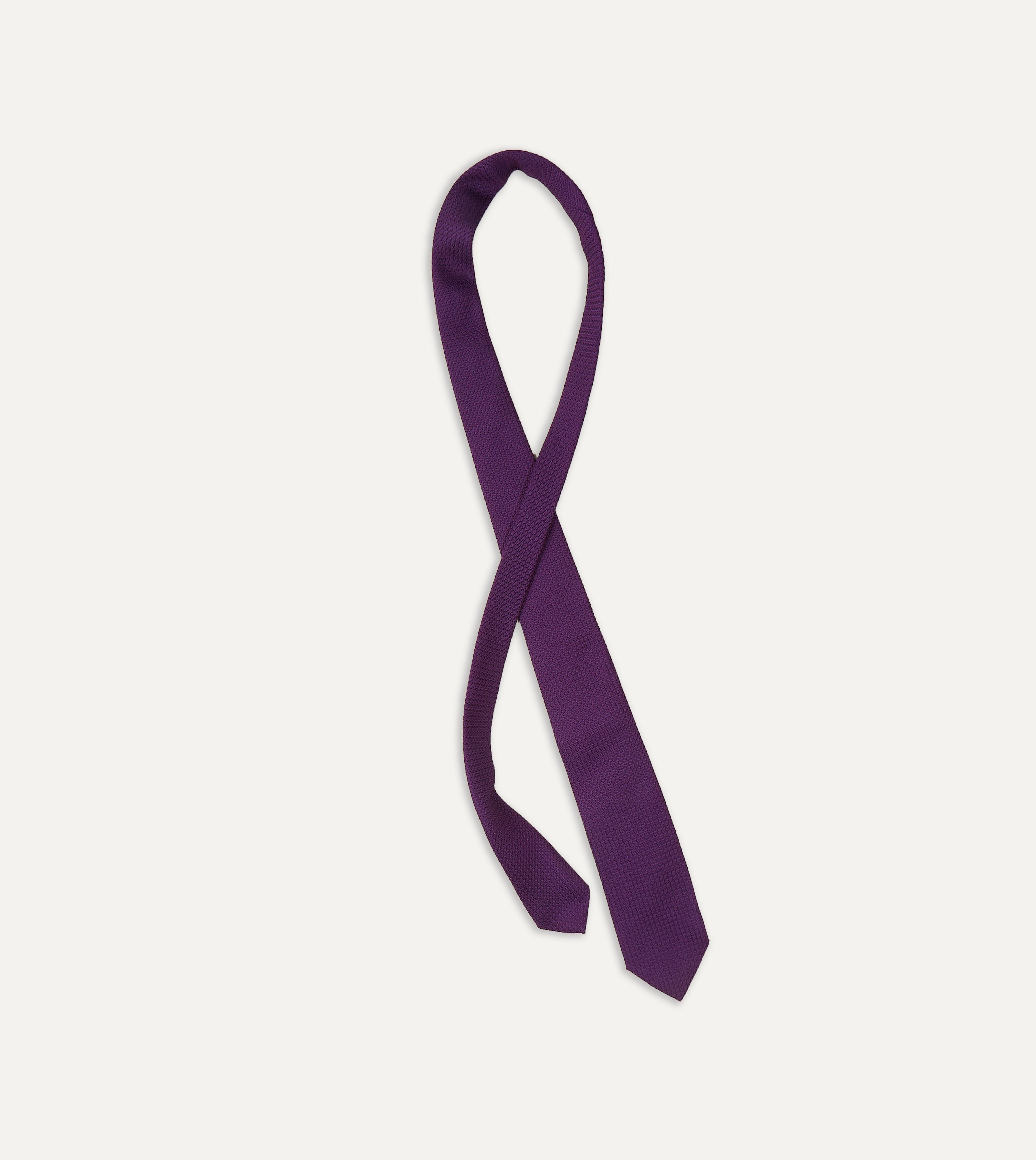Elegant Purple Large Knot Grenadine Silk Tipped Necktie for Men - Perfect for Weddings, Business Meetings & Formal Occasions
