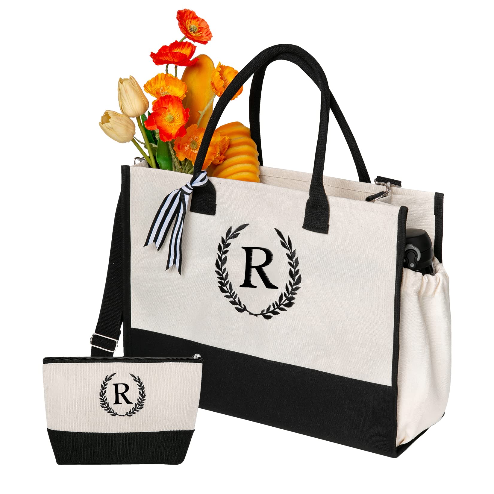Personalized Monogram Tote Bag with Zipper - Custom Gifts for Women, Mothers Day & Birthday Presents - Perfect for Work, Shopping & Travel