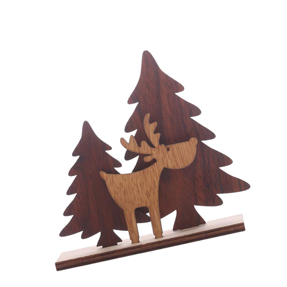 Veemoon 2-Piece Wooden Elk Christmas Ornaments - Handmade 3D Reindeer Decor for DIY Holiday Decorating | Perfect for Home, Kitchen, Office Desk & Winter Festival Decorations | Festive Santa Claus & Deer Pendant for Christmas Tree, Gift Wrapping & Seasonal Displays