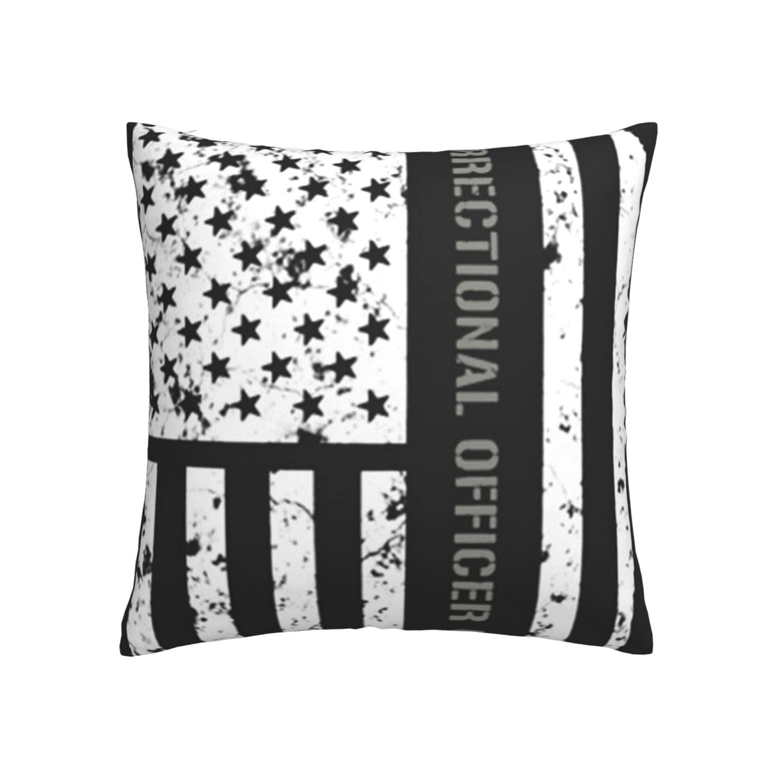 Correctional Officer Flag Throw Pillow Covers 18x18 Inch - Patriotic Square Decorative Pillow Cases for Sofa, Bed & Home Decor - Perfect for Law Enforcement Appreciation & American Pride Display