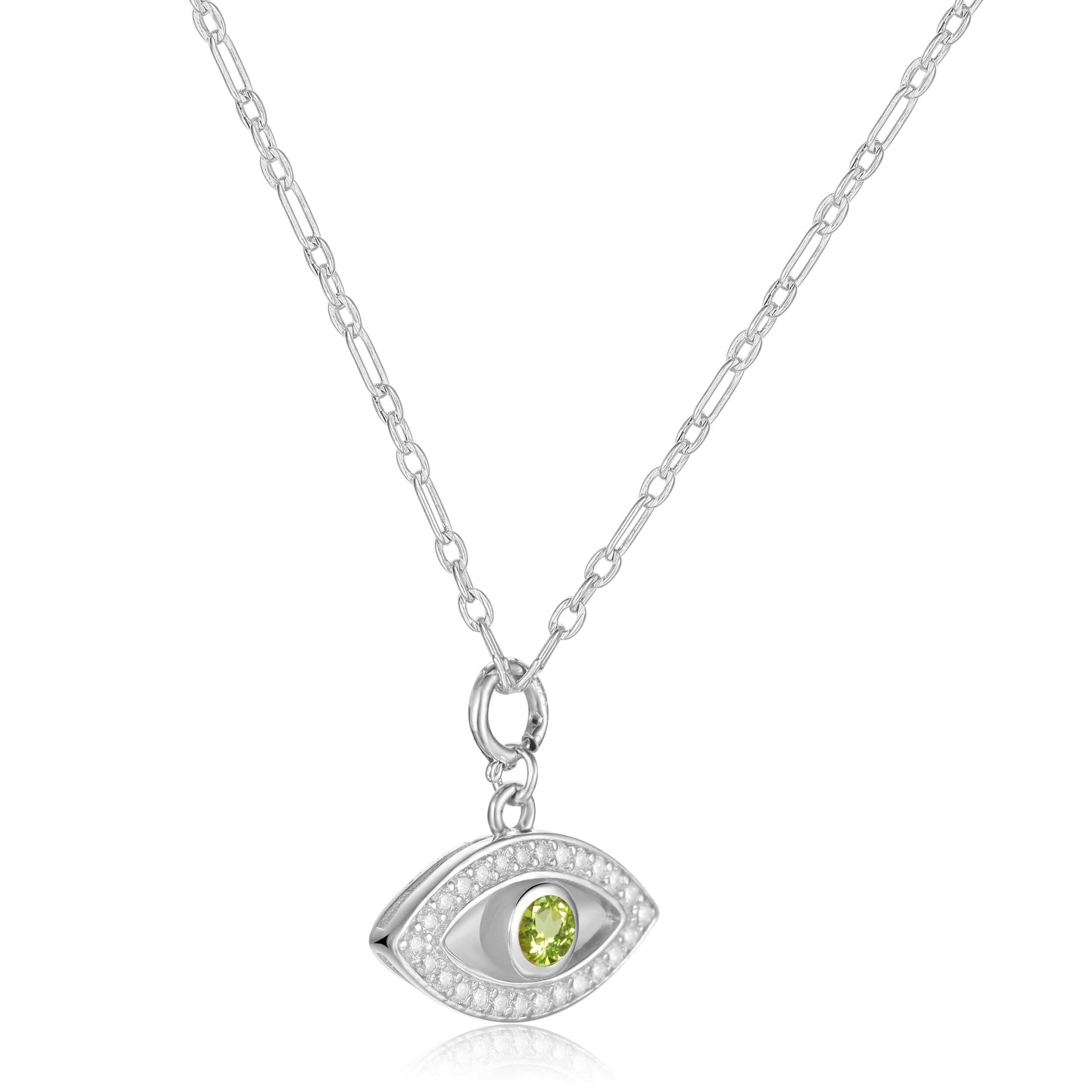 Peridot Evil Eye Necklace for Women - Protection Jewelry with Genuine Green Gemstone - Perfect for Spiritual Healing, Good Luck & Everyday Wear