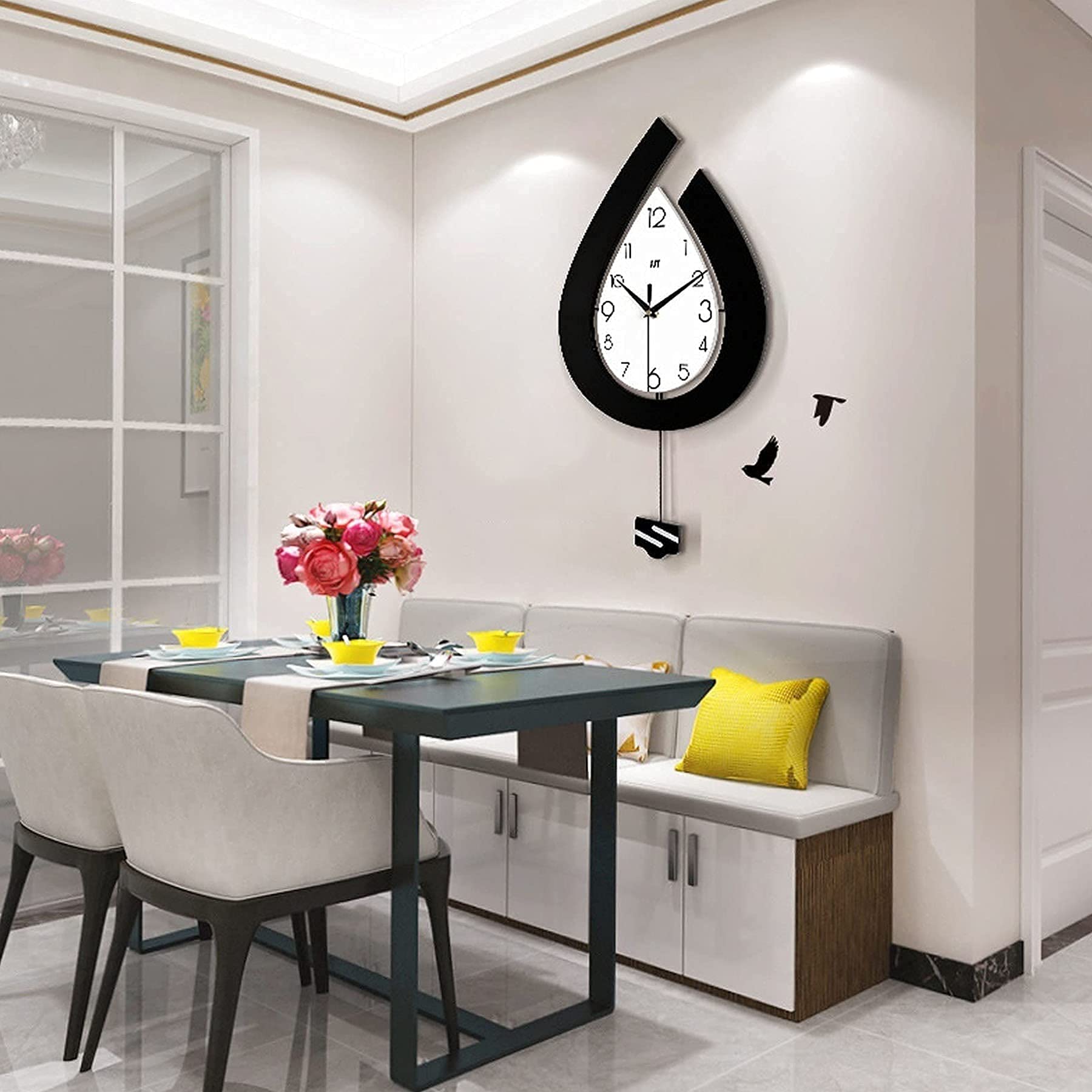 Modern Silent Wall Clock - Battery Operated No Ticking Wall Decor for Living Room, Bedroom, Office & Kitchen - 30x57cm Art Home Decor (Perfect for Home, Office & Gift Giving)
