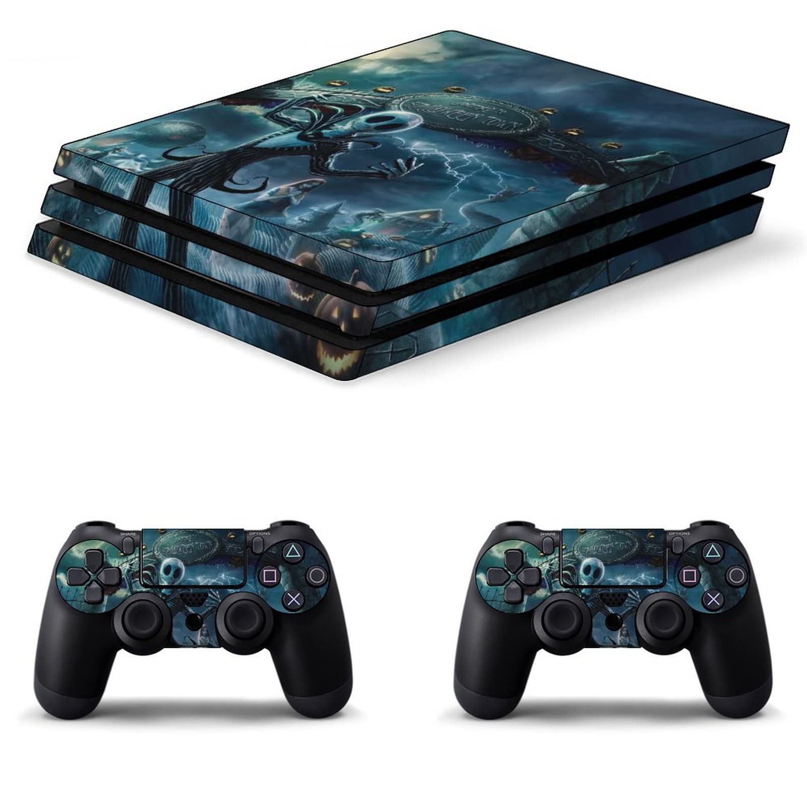 Nightmare Before Christmas PS4 Controller Skin & Console Sticker - Protective Vinyl Cover for Wireless/Wired Gamepad (White) - Perfect for PS4 Pro Gaming & Collectors