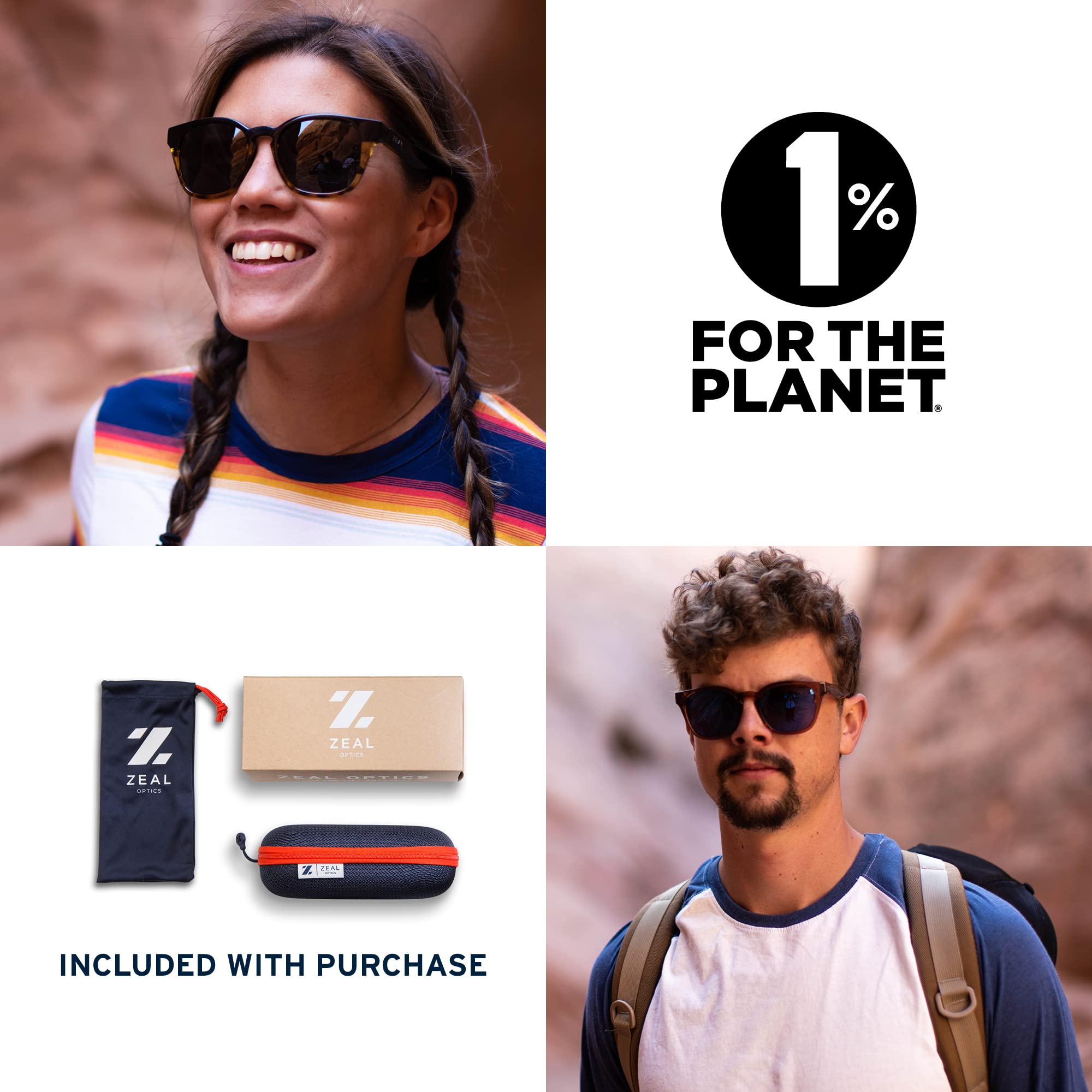 Zeal Optics Windsor Polarized Sunglasses for Men & Women - Eco-Friendly Plant-Based Frame - UV Protection for Outdoor Activities, Driving & Beach