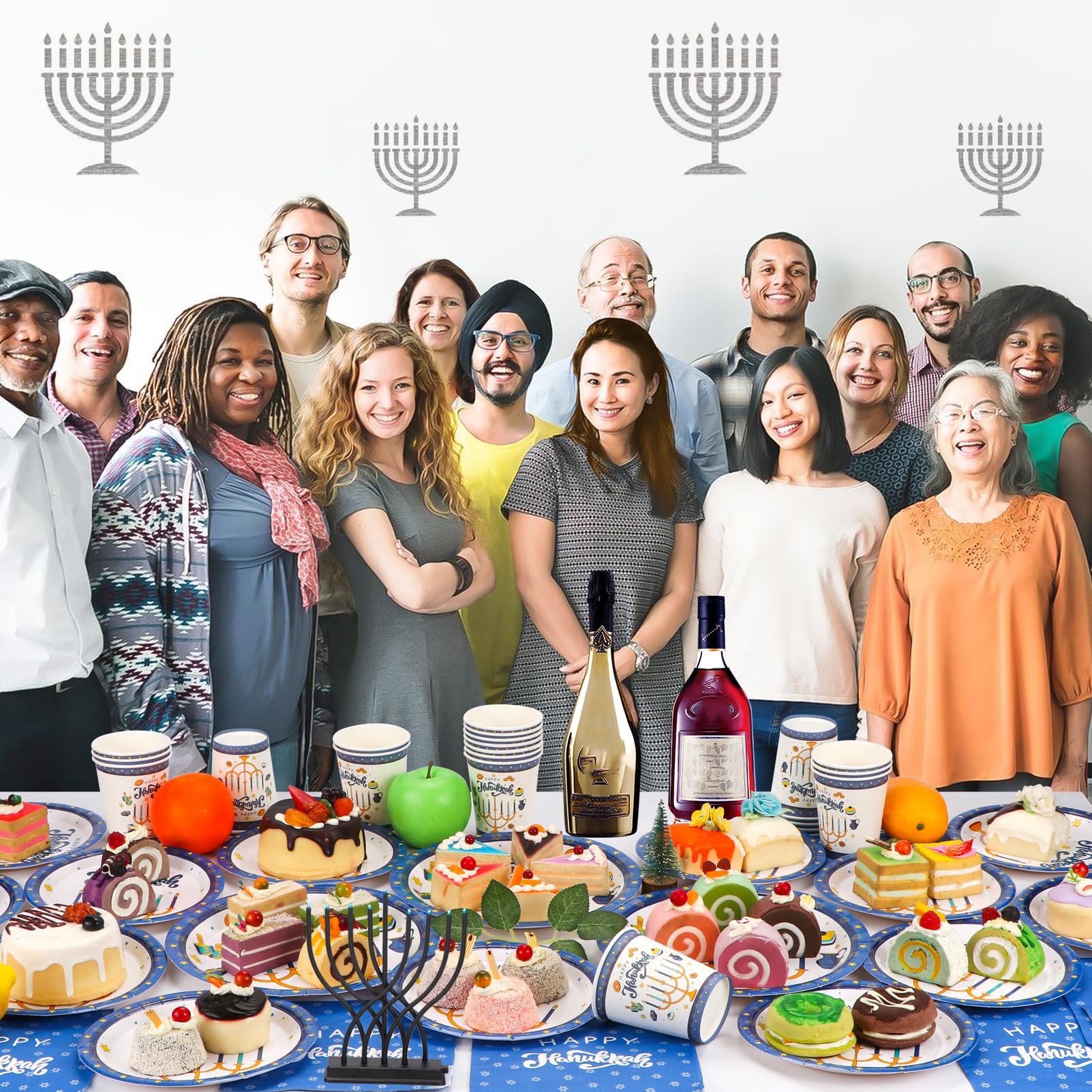 Happy Hanukkah Party Supplies Set - 24-Pack Plates, Cups & Napkins for Jewish Chanukah Themed Celebrations | Perfect for Hanukkah Birthdays, Family Gatherings & Holiday Parties