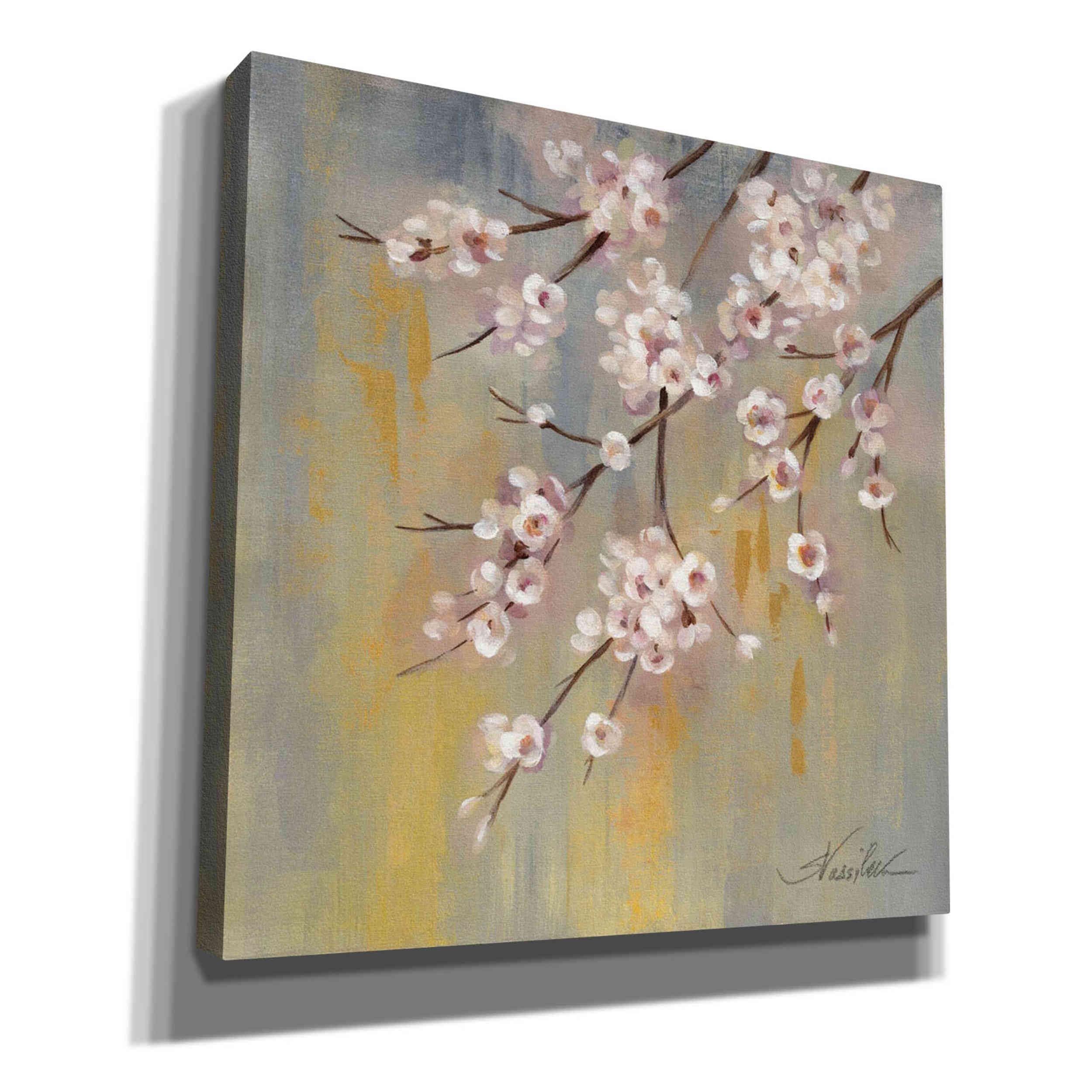 Silvia Vassileva 'Cherry Cloud' 26x26 Inch Canvas Wall Art - Modern Home Decor for Living Room, Bedroom & Office