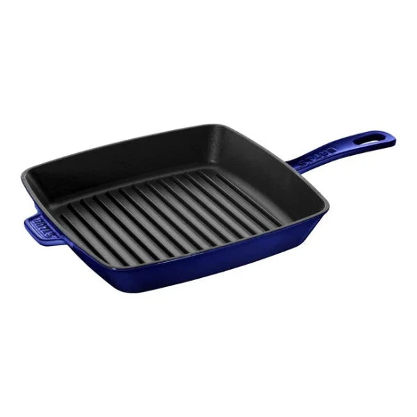 Staub 12 Inch Cast Iron Grill Pan with Lid - Pre-Seasoned, Heavy Duty Skillet for Steak, Chicken & Vegetables - Perfect for Indoor & Outdoor Grilling, Stovetop & Oven Use