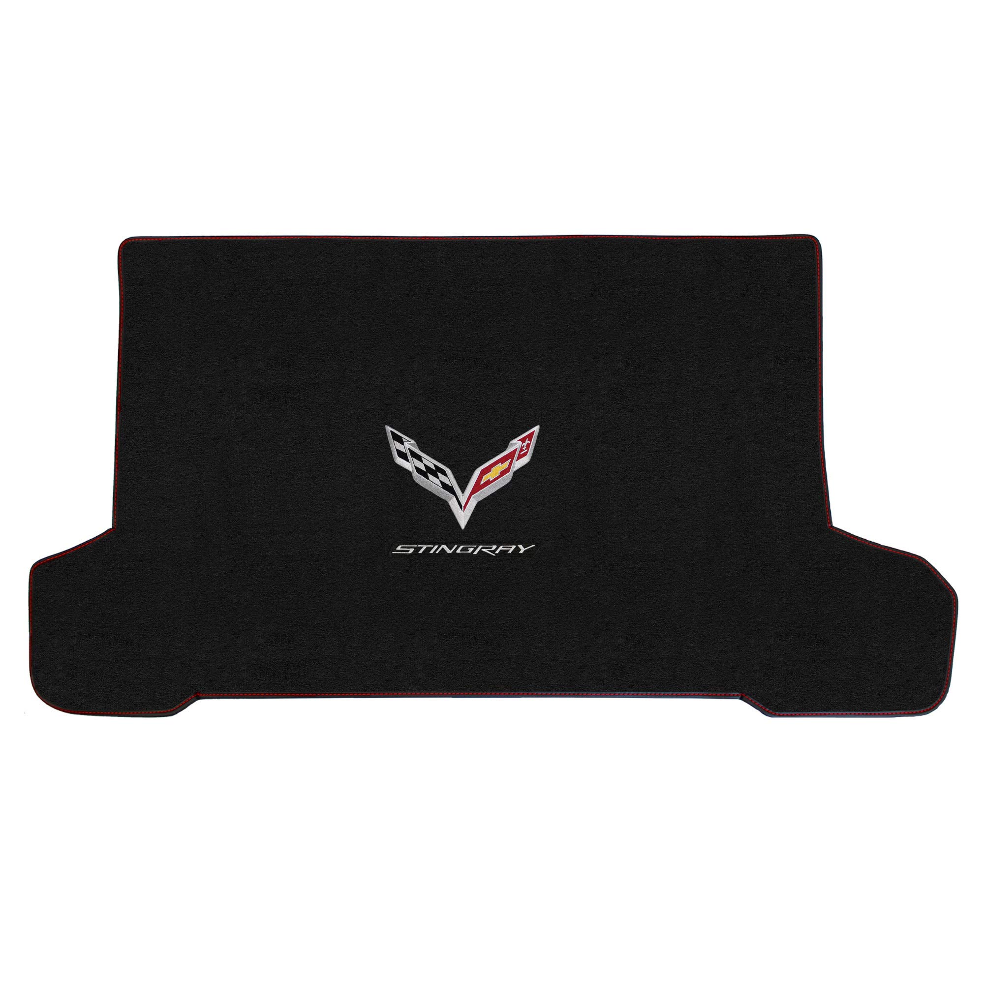 Premium Custom-Fit Carpet Floor Mats for Corvette C7 2014-2019 - Luxury Car Floor Liners with 'Stingray' Flags Design (Charcoal, Includes Trunk Mat) | Perfect Fit for Sports Cars, Road Trips & Car Shows