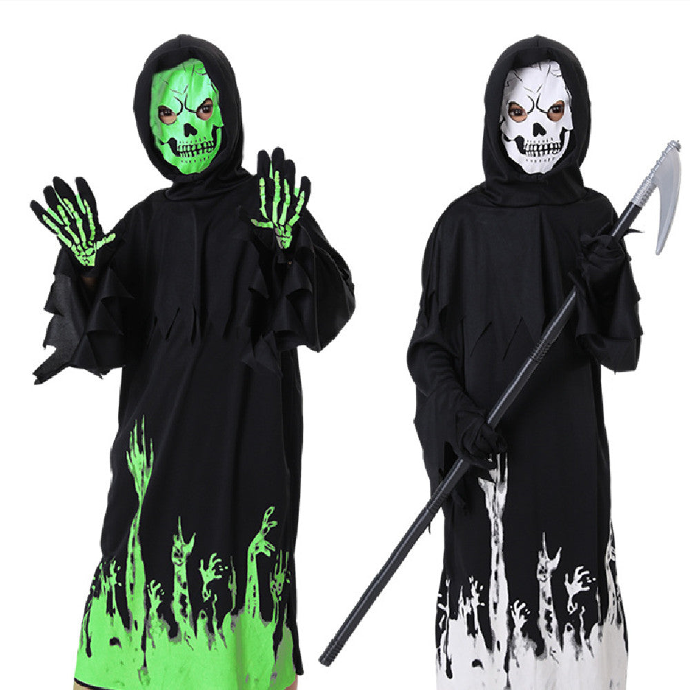 Glow in the Dark Halloween Death Costume - Scary Skeleton Outfit for Adults & Teens - Perfect for Halloween Parties, Haunted Houses & Cosplay Events