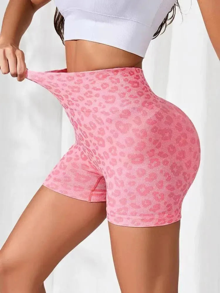 Women's High Waist Leopard Print Athletic Shorts - Seamless Scrunch Butt Yoga, Running, Gym & Golf Shorts | Perfect for Workouts, Yoga Classes, Jogging & Casual Wear