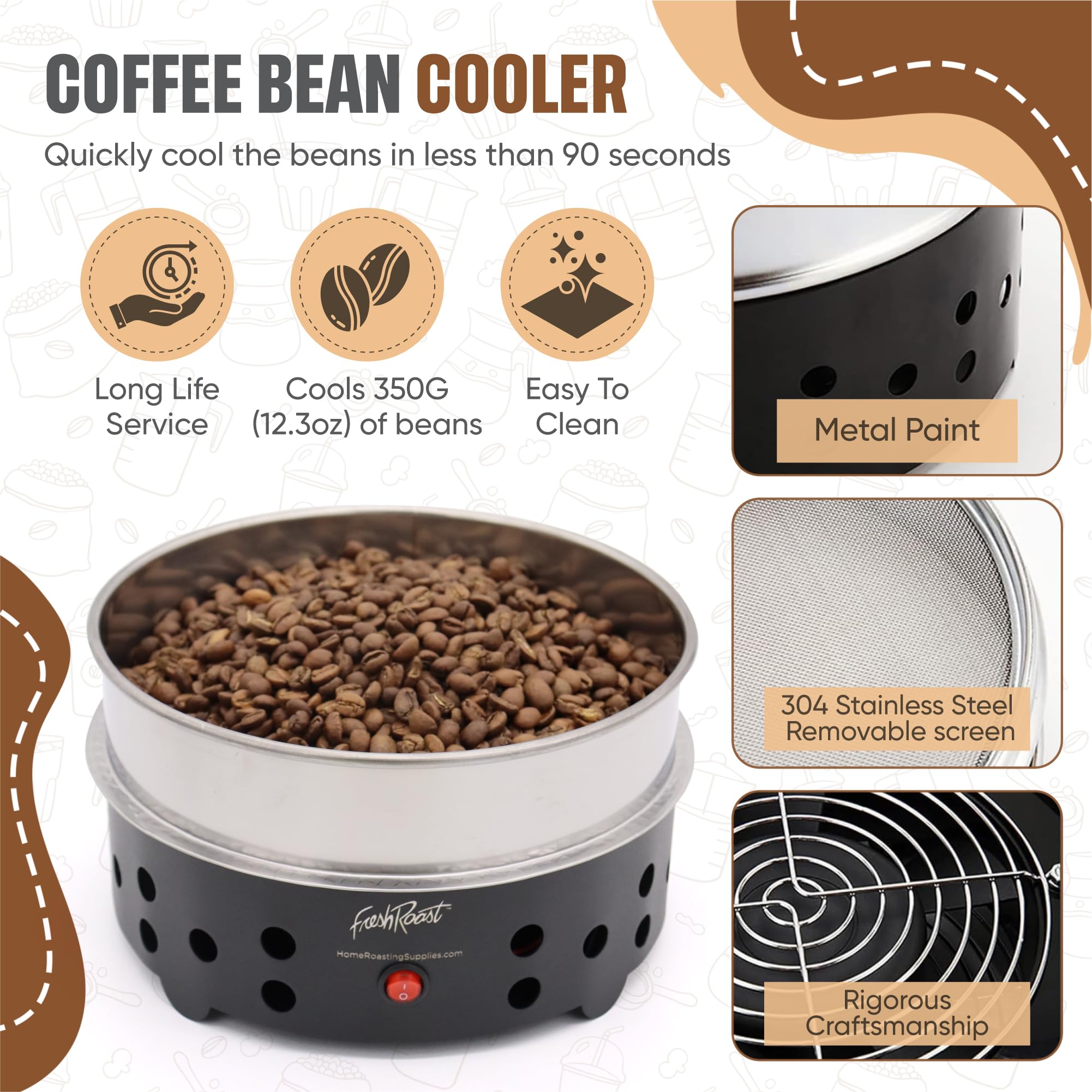Fresh Roast SR800 Coffee Roaster Bundle with Glass Extension Tube, Coffee Bean Cooler, 2 Lbs Green Beans Sample Pack & 2 Sample Trays - Perfect for Home Coffee Roasting Enthusiasts & Small Batch Artisan Coffee Shops