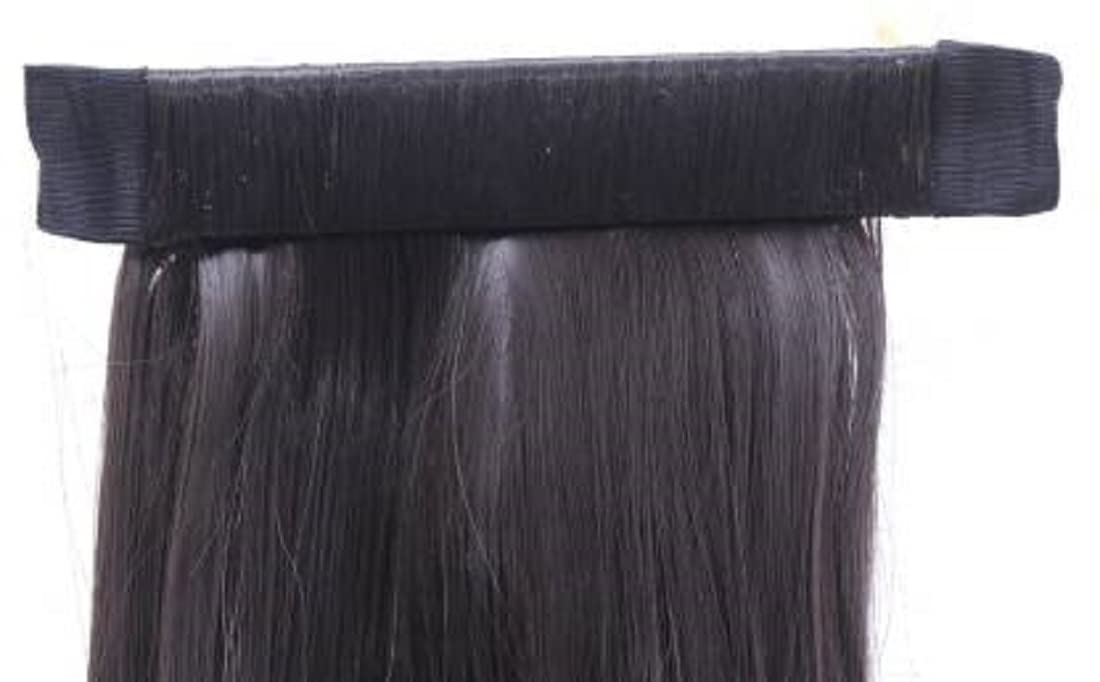 Abrish Black Straight Hair Ponytail Extension - 24 Inch Clip-in Human Hair for Women, Natural Look & Easy to Style | Perfect for Parties, Weddings & Daily Wear