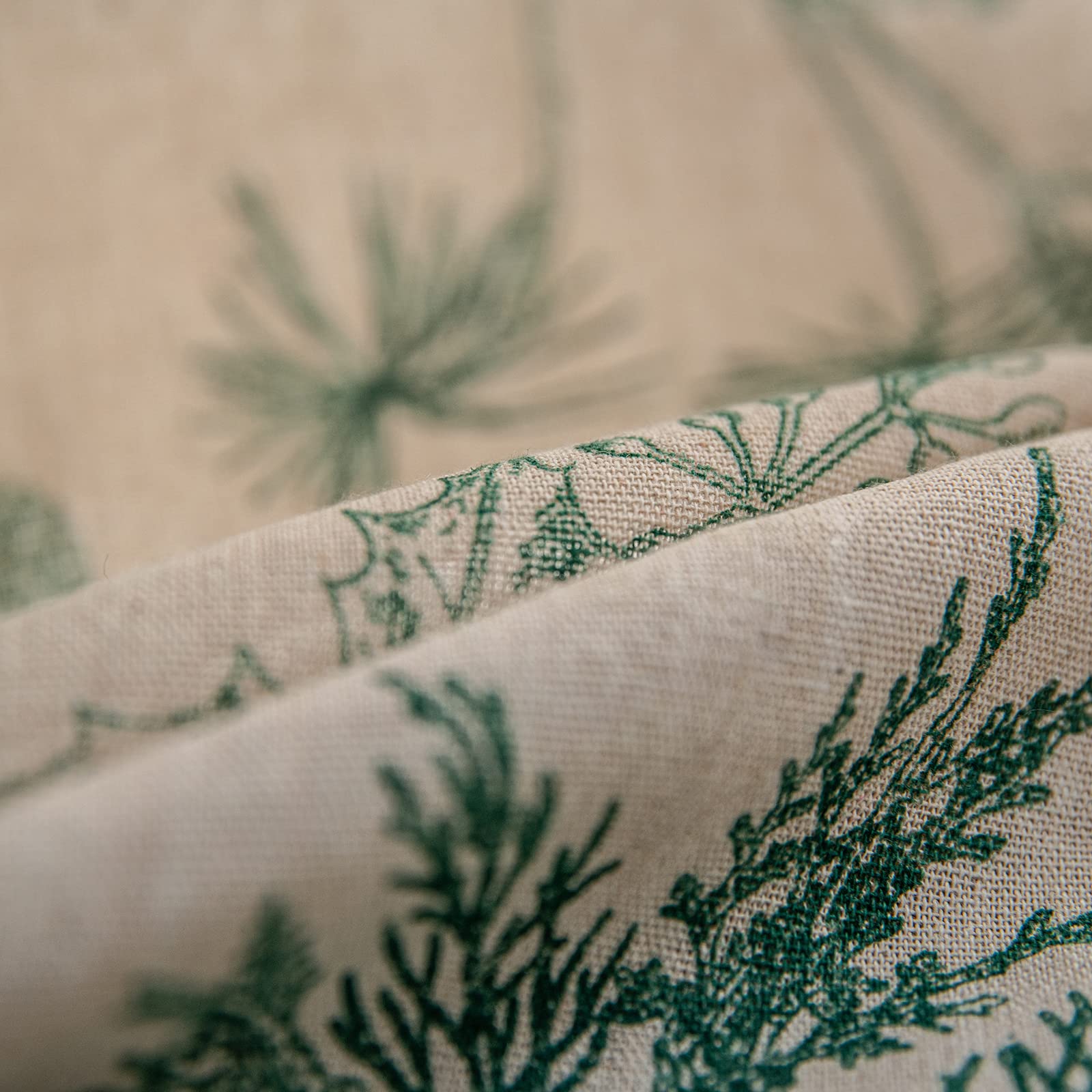 Bohemian Floral Semi-Sheer Cotton Linen Curtains 96 Inch Length - Farmhouse Style with Tassel Trim, Green Botanical Print, Rod Pocket Room Darkening Drapes (2 Panels) for Living Room, Bedroom, Nursery & Boho Home Decor