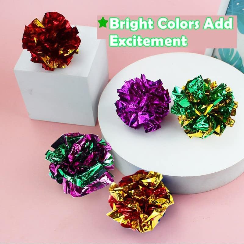 Interactive Mylar Crinkle Balls Cat Toys - 6 Pack Soft Crinkle Pet Toys for Kittens & Adult Cats - Perfect for Exercise, Play & Weight Management - Great for Indoor Playtime & Stimulating Natural Hunting Instincts