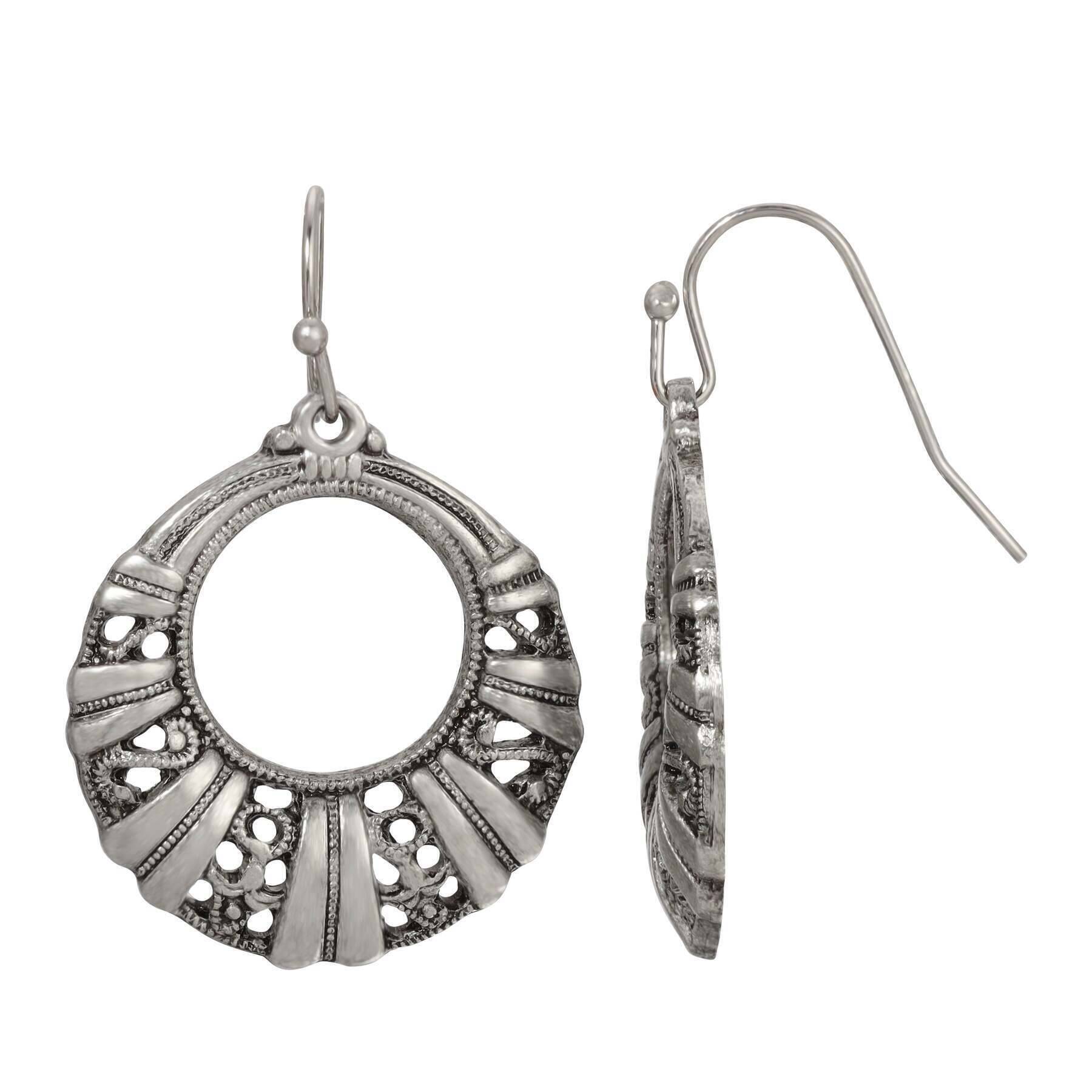 1928 Jewelry Classic Round Hoop Drop Earrings for Women - Vintage Dangle Earrings for Party, Wedding & Everyday Wear