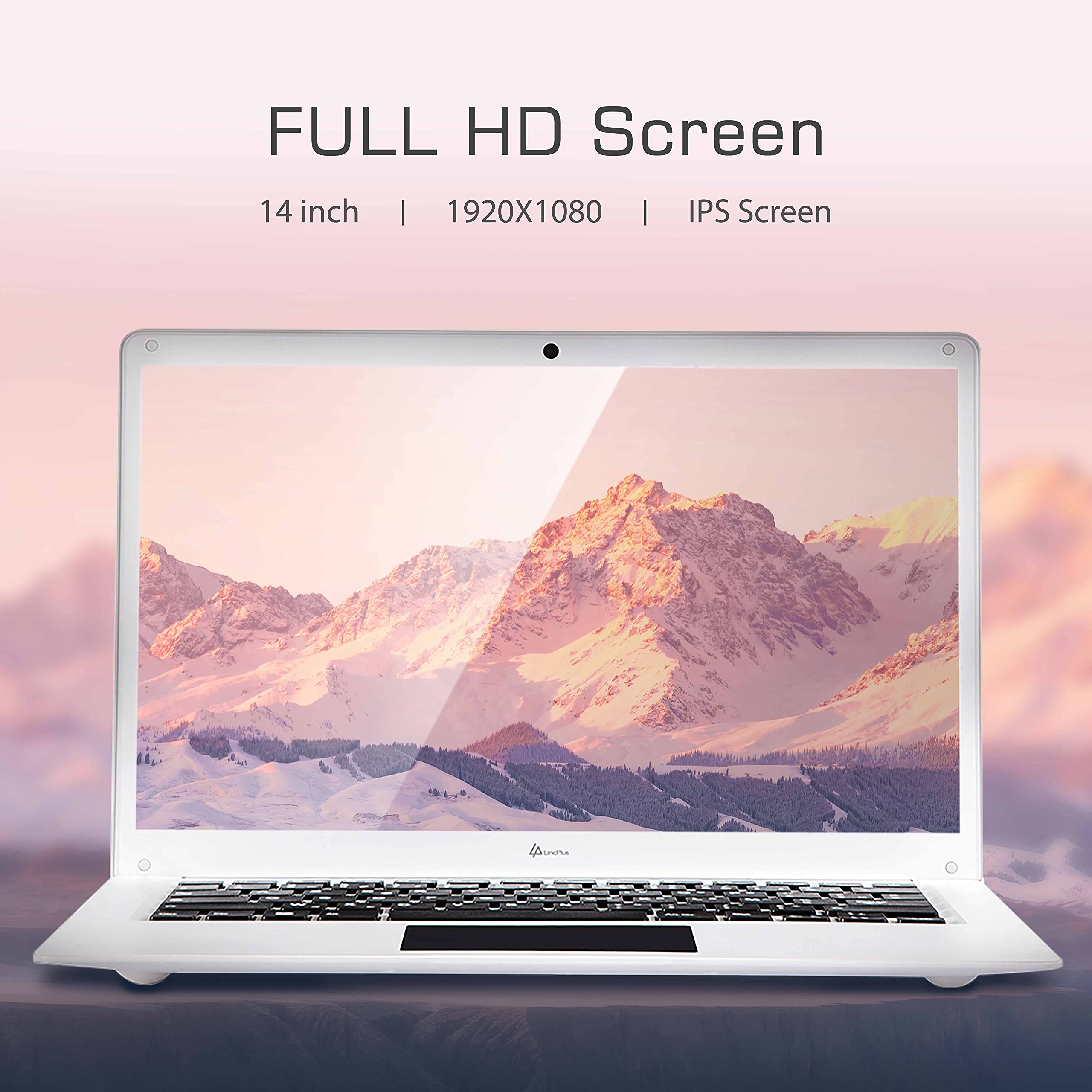 LincPlus P3 14-Inch Full HD Laptop - Intel Celeron N3350 Processor, 4GB RAM, 64GB Storage, Windows 10 in S Mode, White Ultrabook | Perfect for Students, Remote Work & Travel Computing