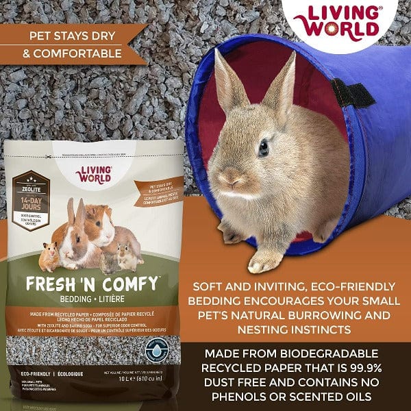 Living World Fresh 'N Comfy Small Animal Bedding - Soft & Absorbent Hamster, Guinea Pig, Rabbit Cage Liner - Natural Tan Color for Cozy Pet Nesting & Play Areas