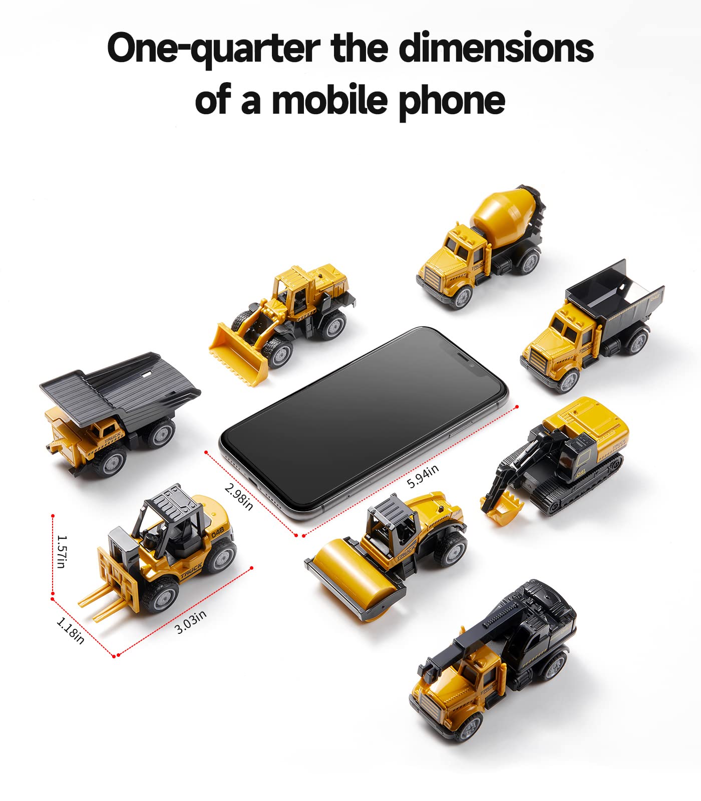 Geyiie Alloy Mini Construction Vehicles Set - Die Cast Small Bulldozer, Excavator & Dump Truck Toys - Heavy Duty Metal Construction Toy Cars for Kids & Toddlers - Perfect for Outdoor Play, Easter Gifts & Construction Theme Parties