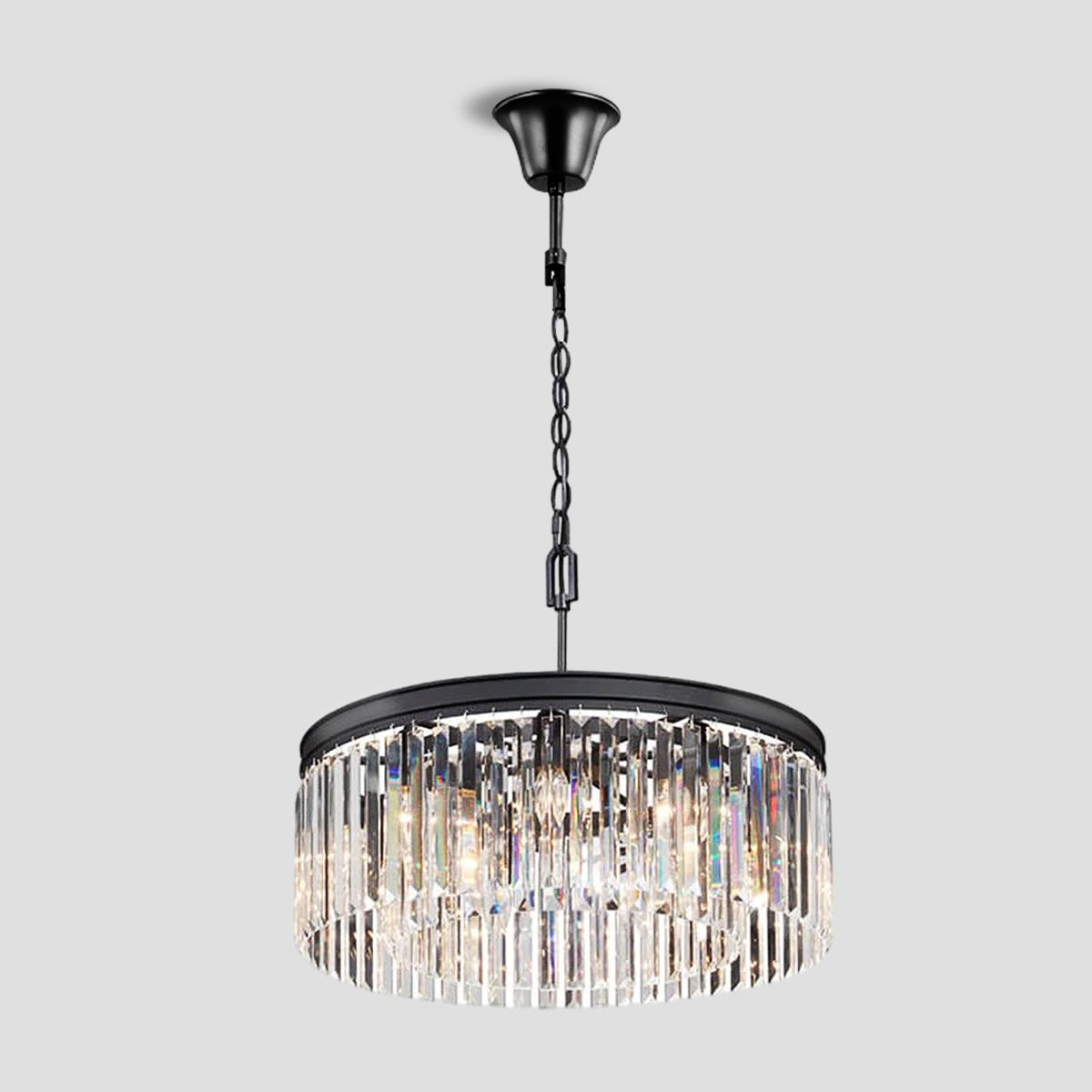 Falria 1-Tier Crystal Round Chandelier - Elegant Ceiling Light Fixture for Dining Room, Bedroom & Living Room Decor
