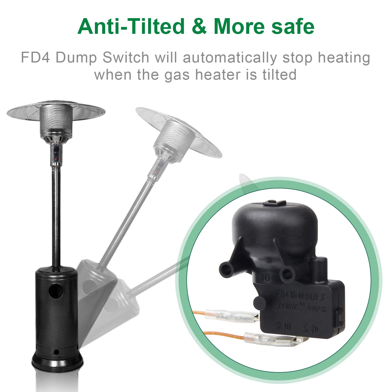 Coolrunner Gas Patio Heater Replacement Parts - M8 x1 Thermocouple & FD4 Dump Switch for Propane Outdoor Heaters - Safety Repair Kit for Backyard, Deck, and Restaurant Patio Heating