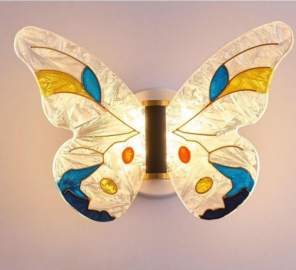 Dimmable LED Wall Lamps - Modern Butterfly Wall Lights with 3 Color Changing Options, Indoor Bedside Night Light for Kids Room, Bedroom, Living Room & Hotel Decor | Perfect for Children's Bedtime, Ambient Lighting & Home Decoration