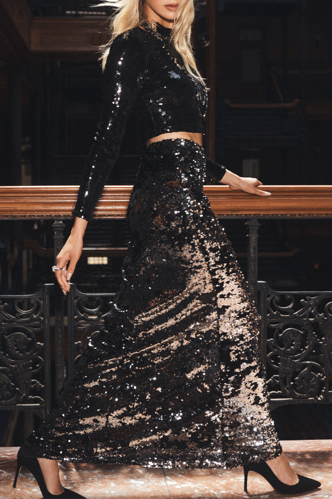 Zeta Sequin Skirt for Women - Sparkly Silver & Black Party Skirt | Perfect for Nightclub, Holiday Party, and Special Occasions