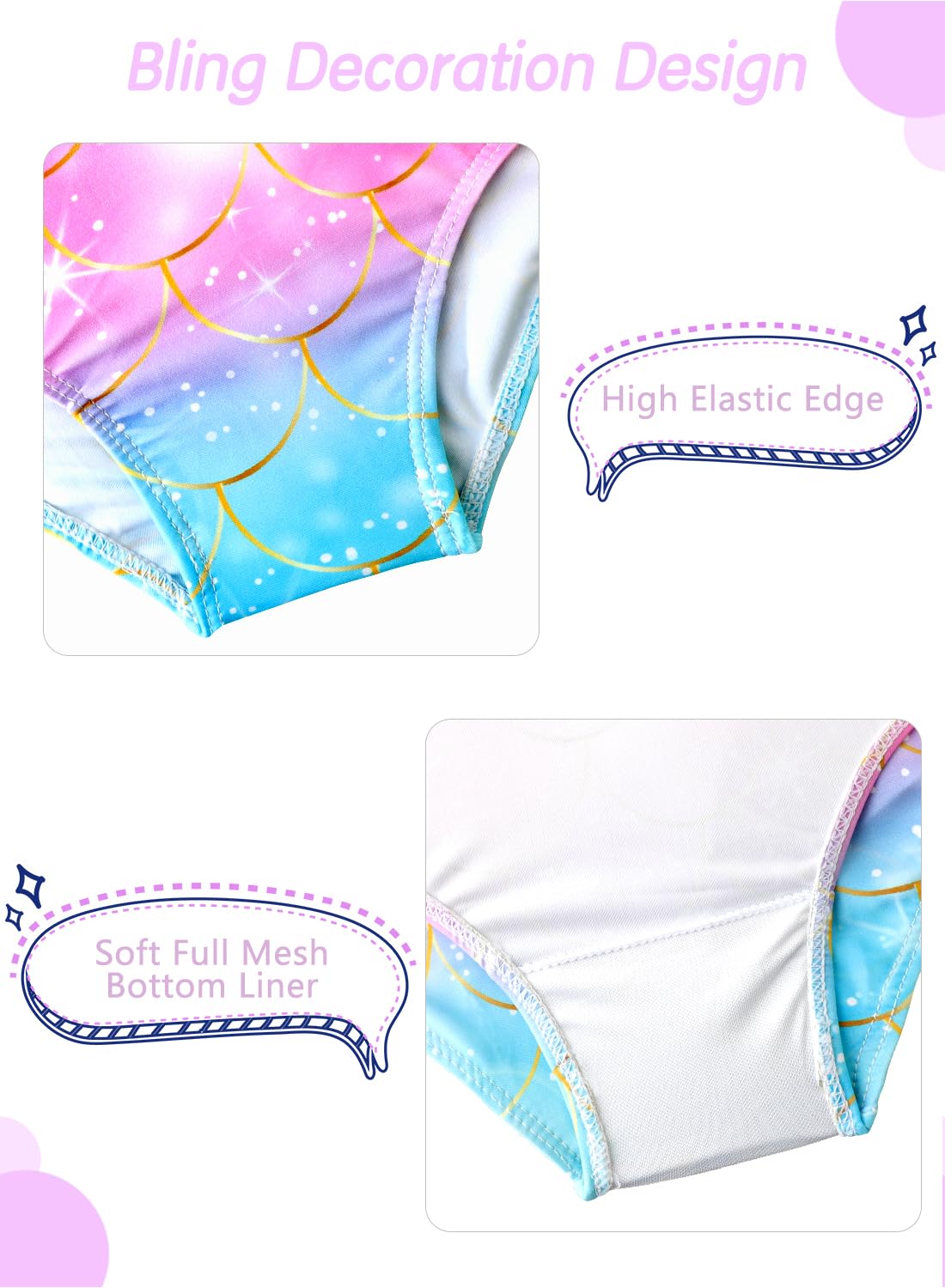 XiaoMoSha Girls One Piece Swimsuit for Toddler - Cute Mermaid Swimwear Bathing Suit for Baby Girls | Perfect for Beach, Pool, Summer Vacation & Water Play