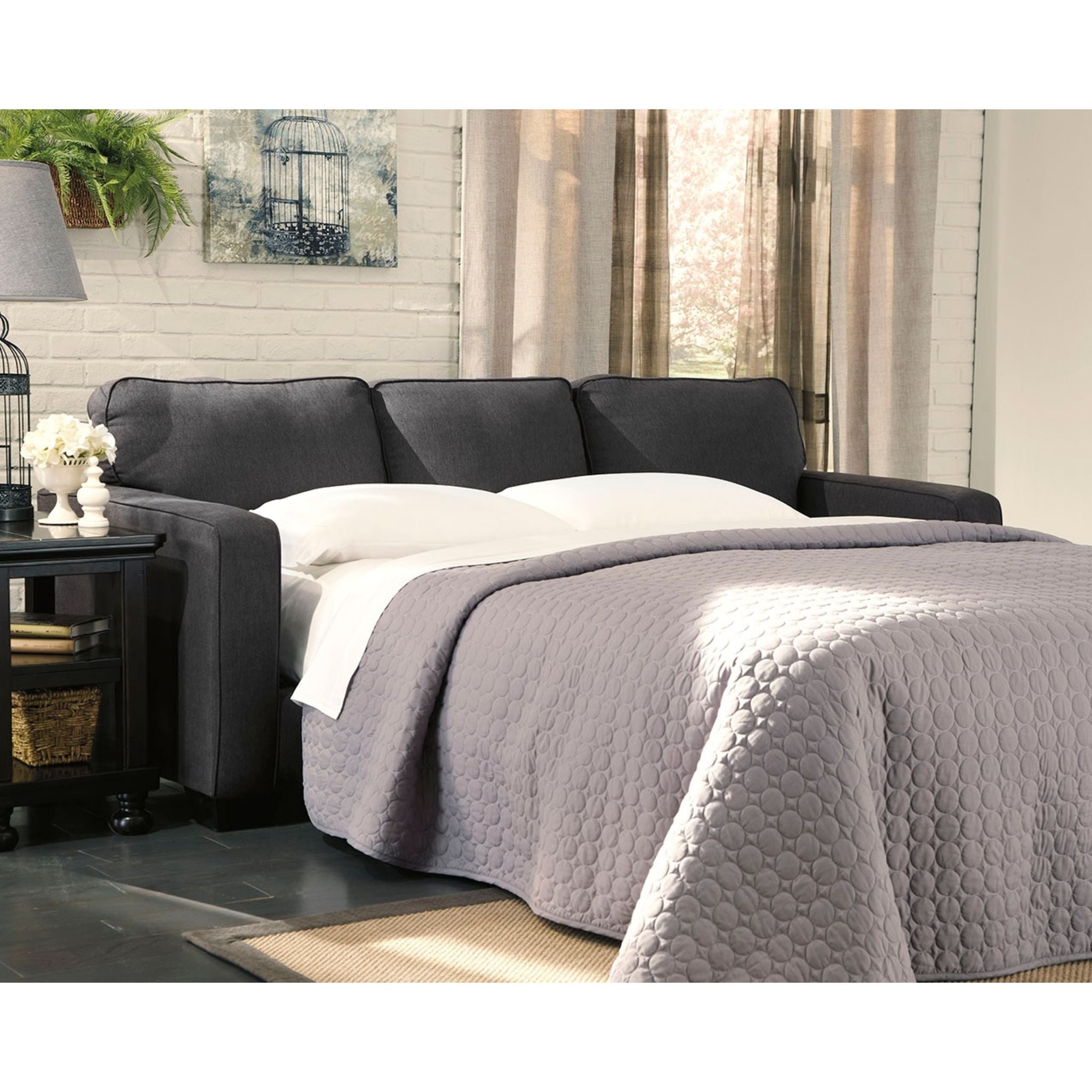 Alenya Queen Sleeper Sofa Bed with Storage - Charcoal Gray | Convertible Couch for Small Spaces, Guest Room & Apartments | Modern & Comfortable Sleeper Sofa