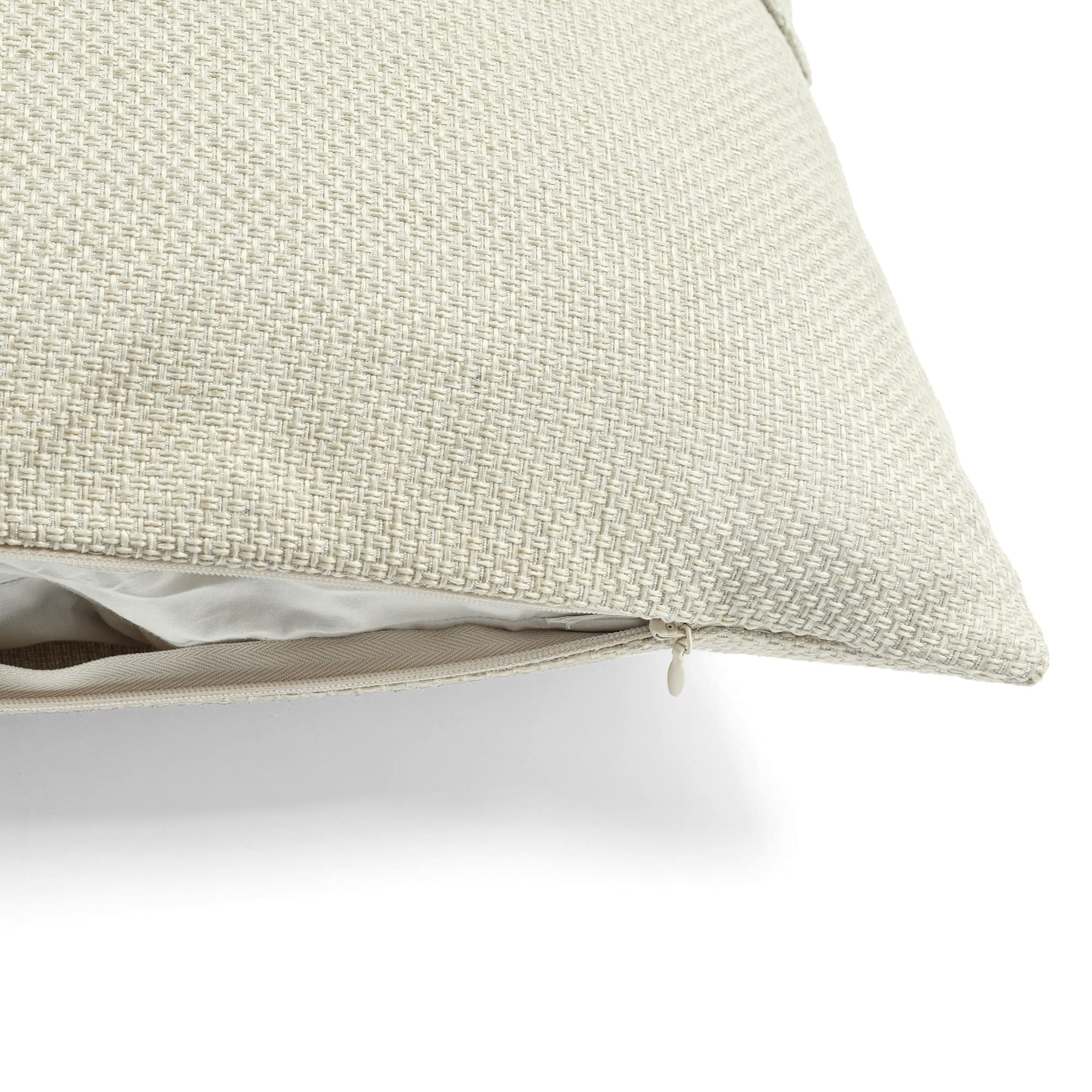 Lush Decor Clayton Woven Button Decorative Throw Pillow Cover 20x13 Inches - Ivory Rectangle Cushion Case for Sofa, Bed & Chair - Home Decor Accent for Living Room, Bedroom & Nursery