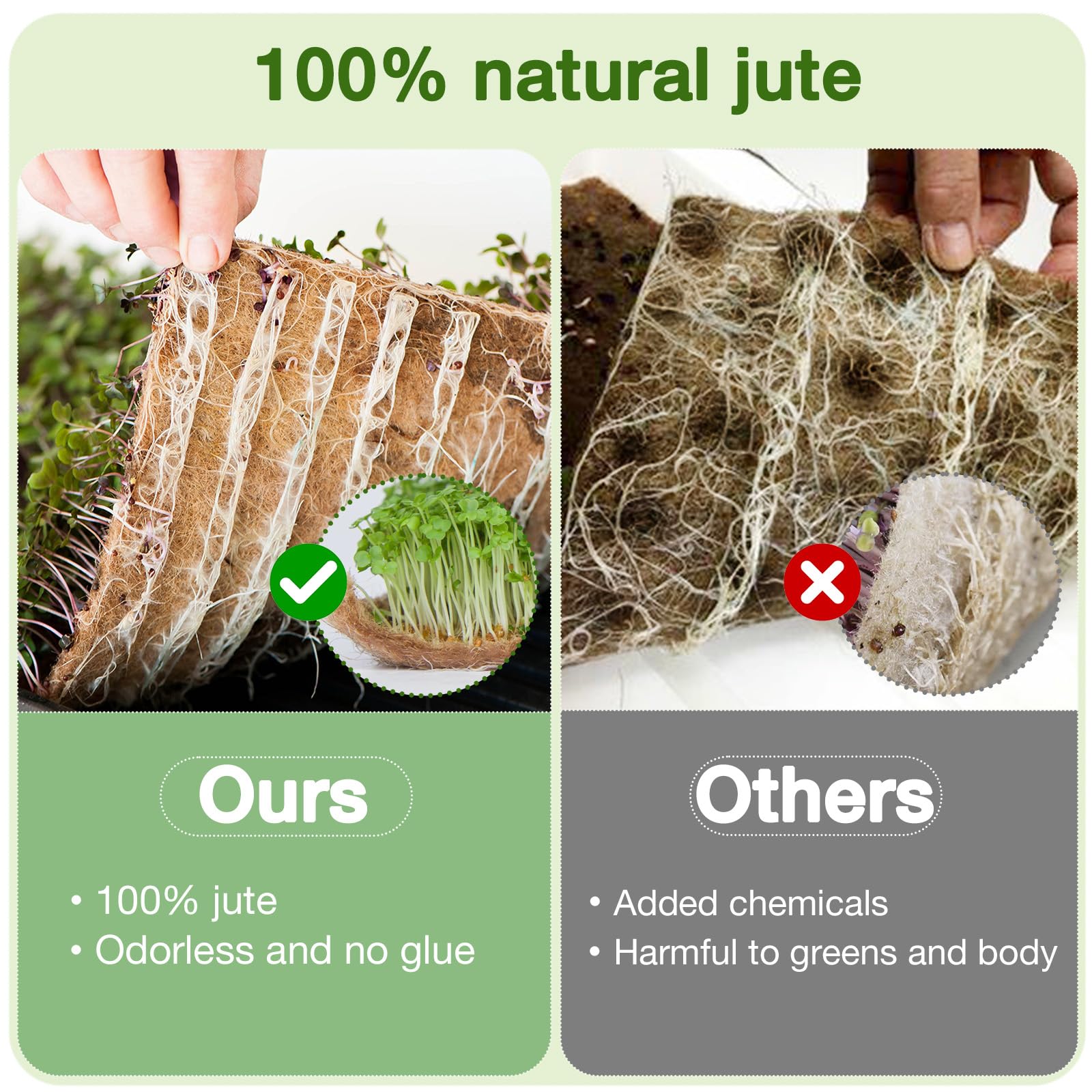 **12Pcs Hemp Mats & 6Pcs 10-Inch Square Trays - Microgreens Growing Kit for Indoor Sprouting, Herb Seeds Starter with Jute Pads (2 Tray Styles) - Perfect for Home Gardening, Healthy Salads & Organic Cooking**