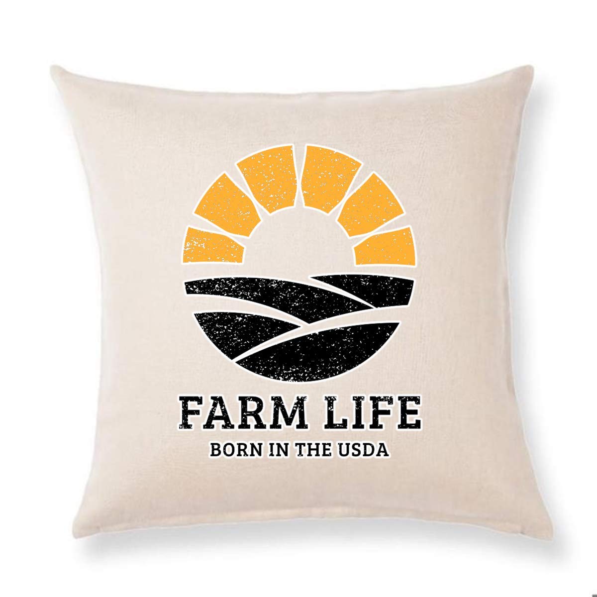 Funny Farm Life Humor Throw Pillow Cover - Vintage Farmhouse Decor with USDA Born Design - Perfect for Country Home, Living Room & Farmhouse Style Decorations