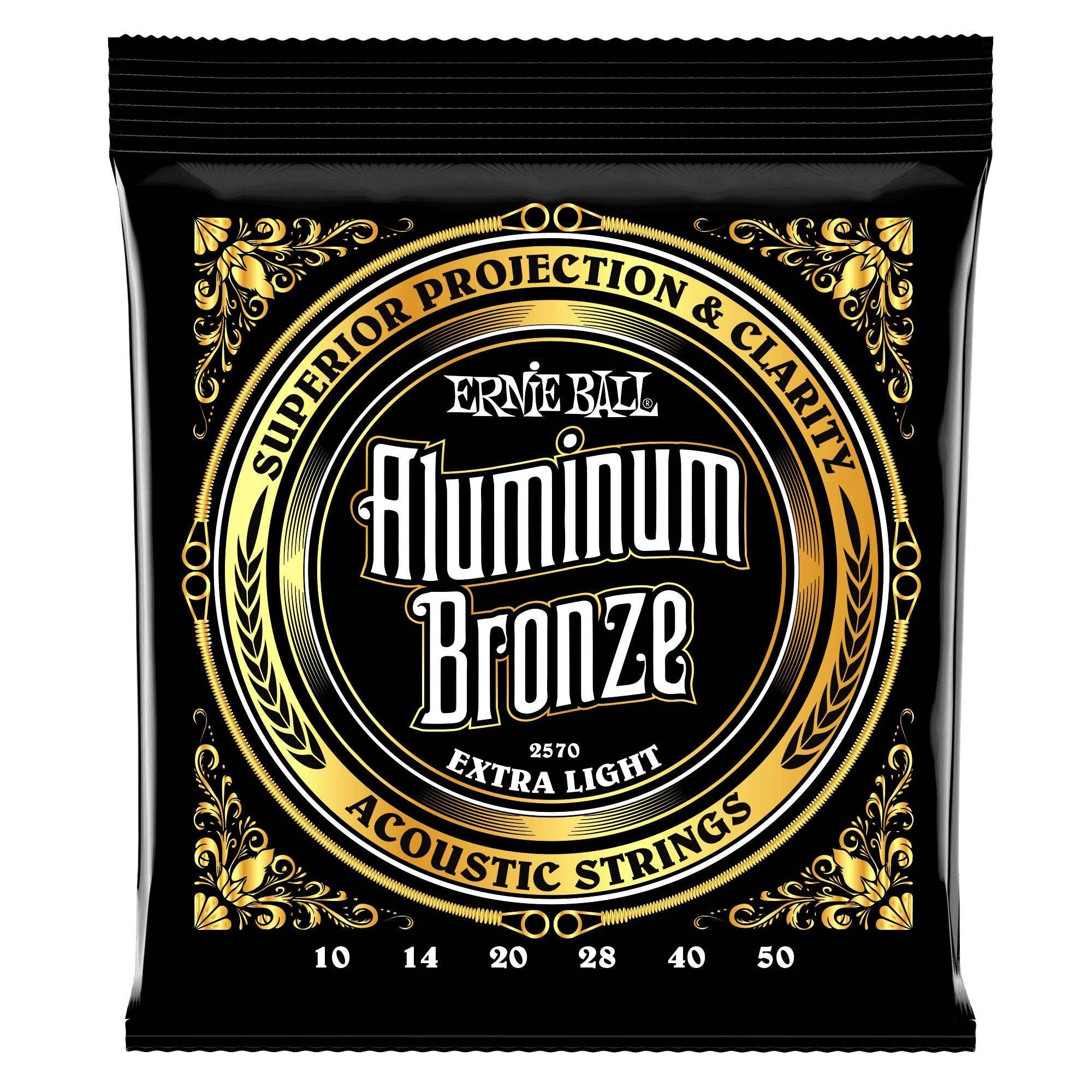 Ernie Ball Extra Light Aluminum Bronze Acoustic Guitar Strings 10-50 Gauge (P02570) - Bright Tone & Long Lasting - Perfect for Folk, Country & Fingerstyle Playing