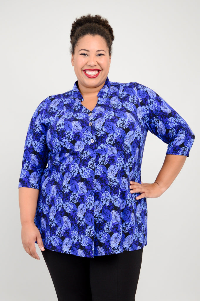 Edwina Women's Bamboo Top with Ice Foliage Print - Breathable Summer Blouse for Casual Wear, Office & Outdoor Activities