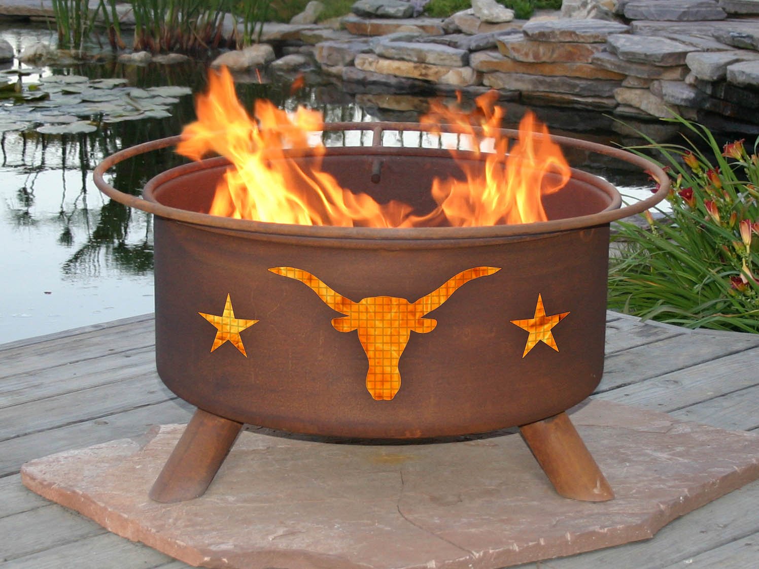 Patina F202 Texas Longhorn Fire Pit - Outdoor Steel Fire Pit for Backyard, Patio & Camping - Rust-Resistant & Durable Design for Year-Round Use