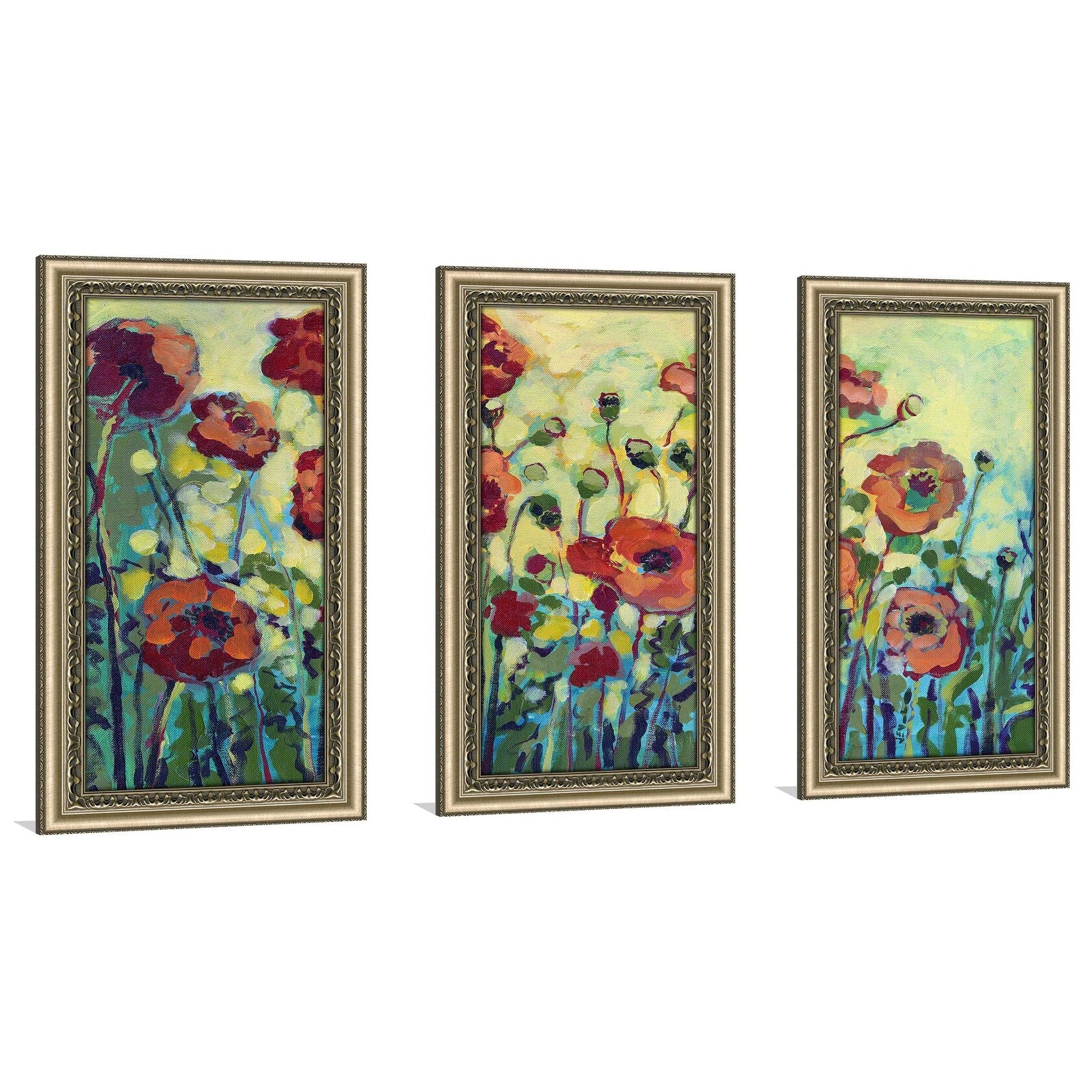 Anitas Poppies 3-Piece Floral Print Acrylic Wall Art Set - Perfect for Living Room, Bedroom & Office Decor