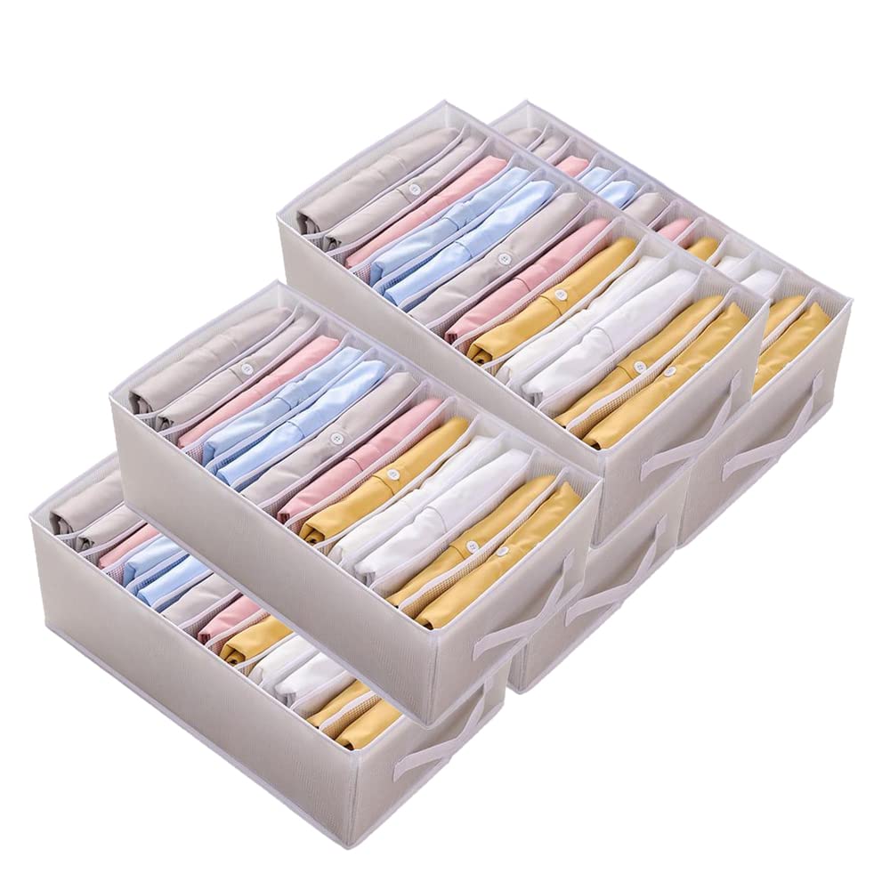 CHVOVUNY 5-Pack Wardrobe Closet Organizer - 12 Grids Foldable Mesh Storage Box for Underwear, Socks, T-Shirts & More | Portable Drawer Organizer for Bedroom, Travel & Dorm | Washable Clothes Separator for Scarves, Leggings & Jeans