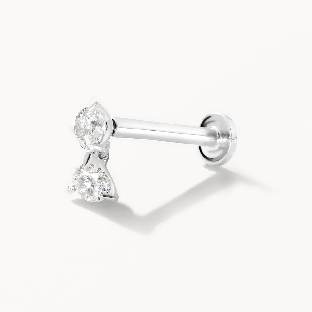 Diamond Drop Helix Single Stud Earring in Sterling Silver - Perfect for Everyday Wear & Special Occasions