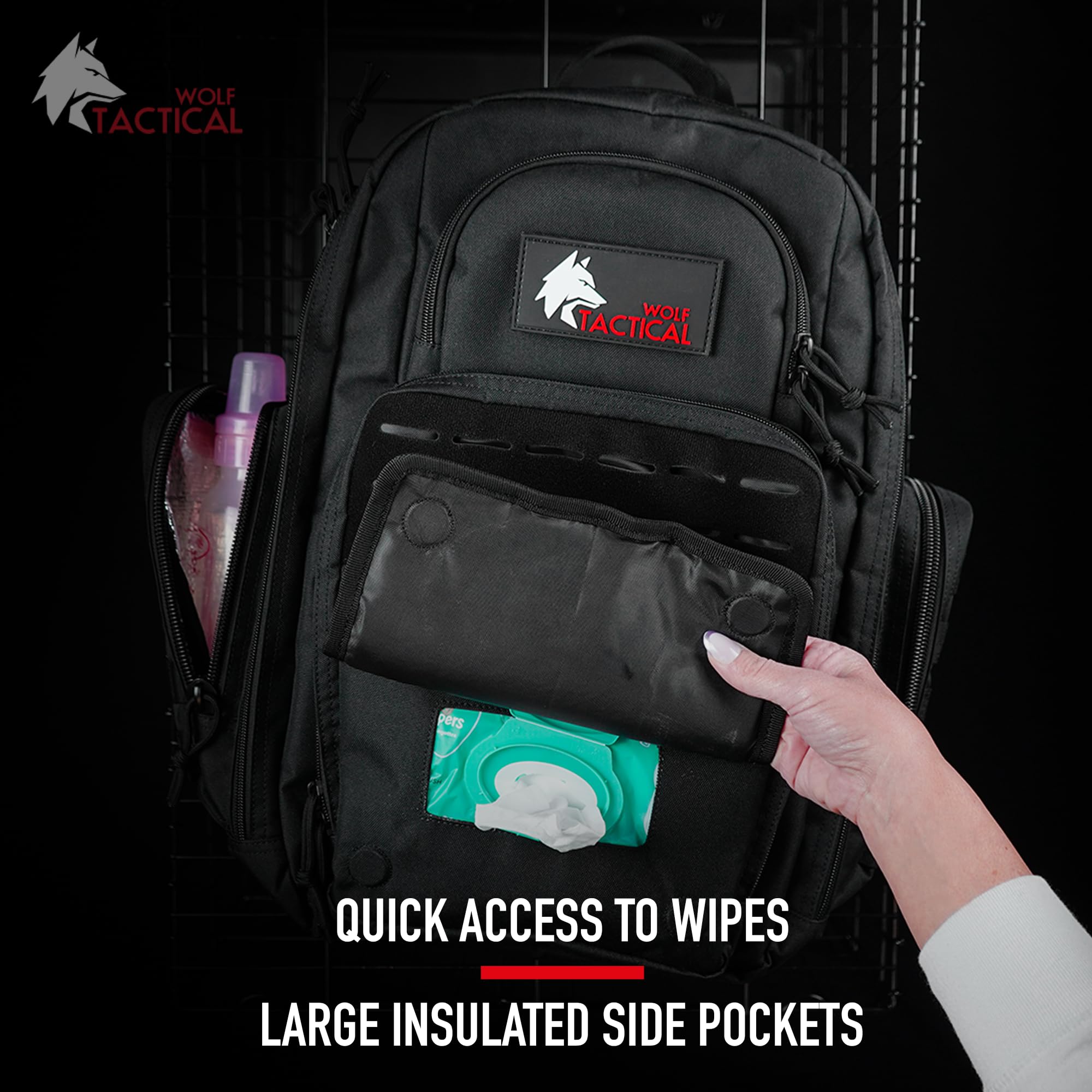 WOLF TACTICAL Military Style Diaper Backpack for Dads - Waterproof Baby Bag with Changing Pad & Multiple Pockets | Perfect for Travel, Hiking & Everyday Parenting