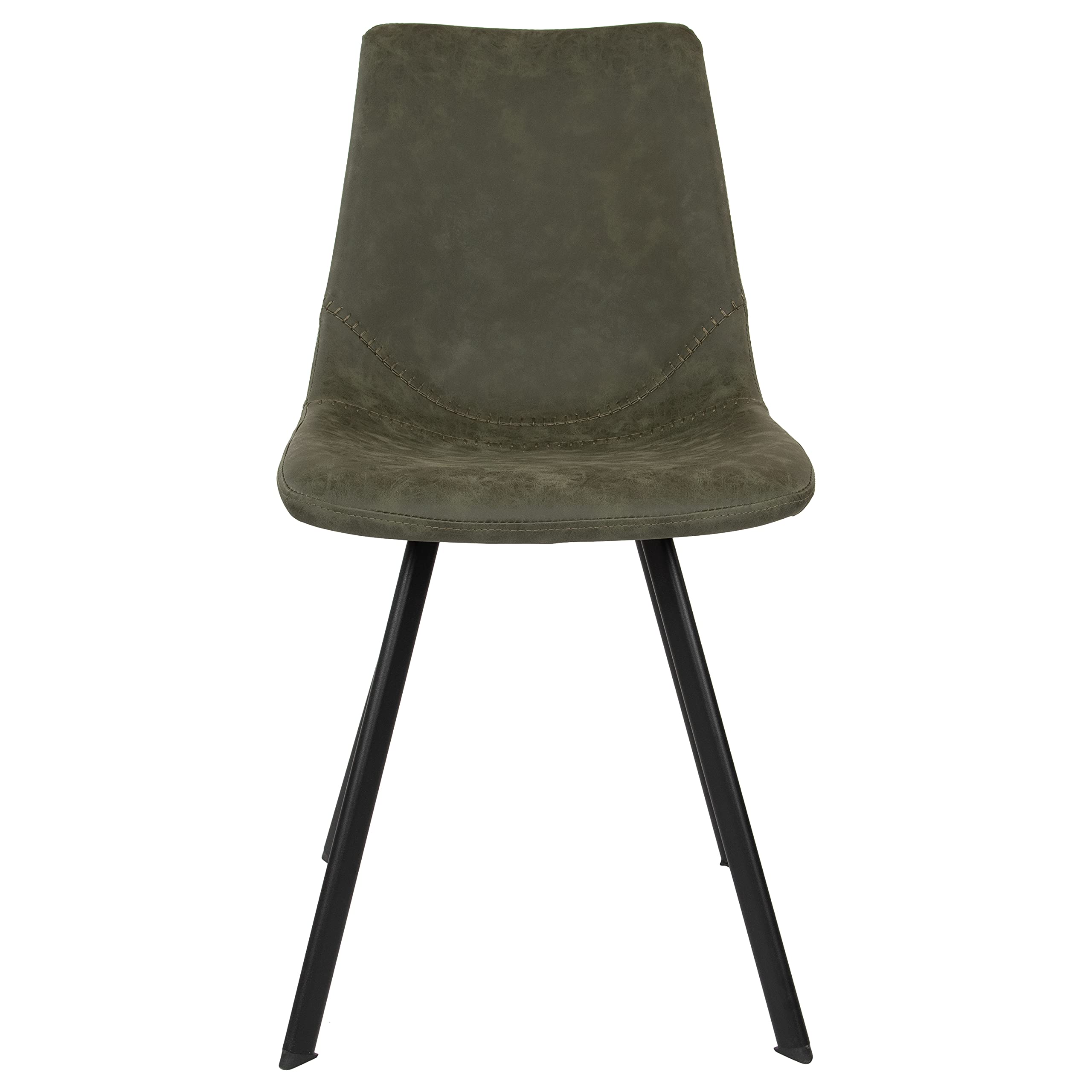 LeisureMod Dining Chairs Set of 4 - Modern Upholstered Leather Accent Chairs with Powder-Coated Metal Base for Dining Room, Living Room & Kitchen (Markley Series, Olive Green) - Perfect for Family Gatherings & Entertaining Guests