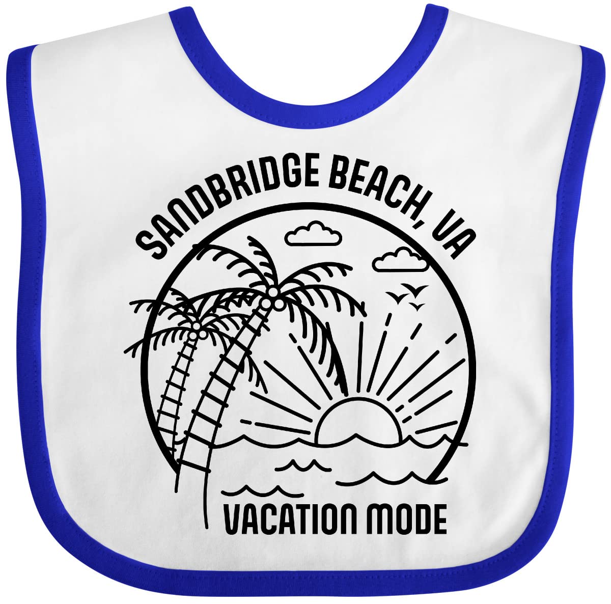 Inktastic Summer Vacation Mode Sandbridge Beach Virginia Baby Bib - Soft Cotton Drool Bib for Infants & Toddlers - Perfect for Beach Trips, Travel, and Everyday Use