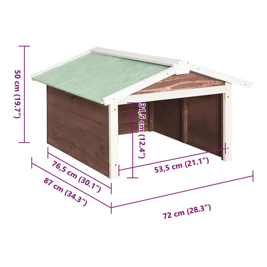 Automatic Robotic Lawn Mower Garage 28.3x34.3x19.7 Inch - Mocca & White Firwood Storage Shed for Outdoor Robot Mowers - Perfect for Backyard, Garden & Patio Lawn Care