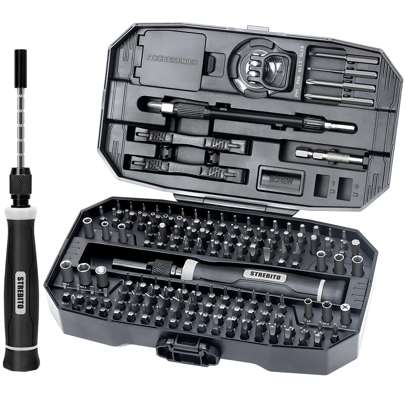 STREBITO 153-in-1 Precision Screwdriver Set with 140 Magnetic Bits - Professional Electronics Repair Kit for iPhone, MacBook, PC, PS5, Game Controllers, Smartphones & Watches - Perfect for DIY Repairs, Home Maintenance & Tech Enthusiasts