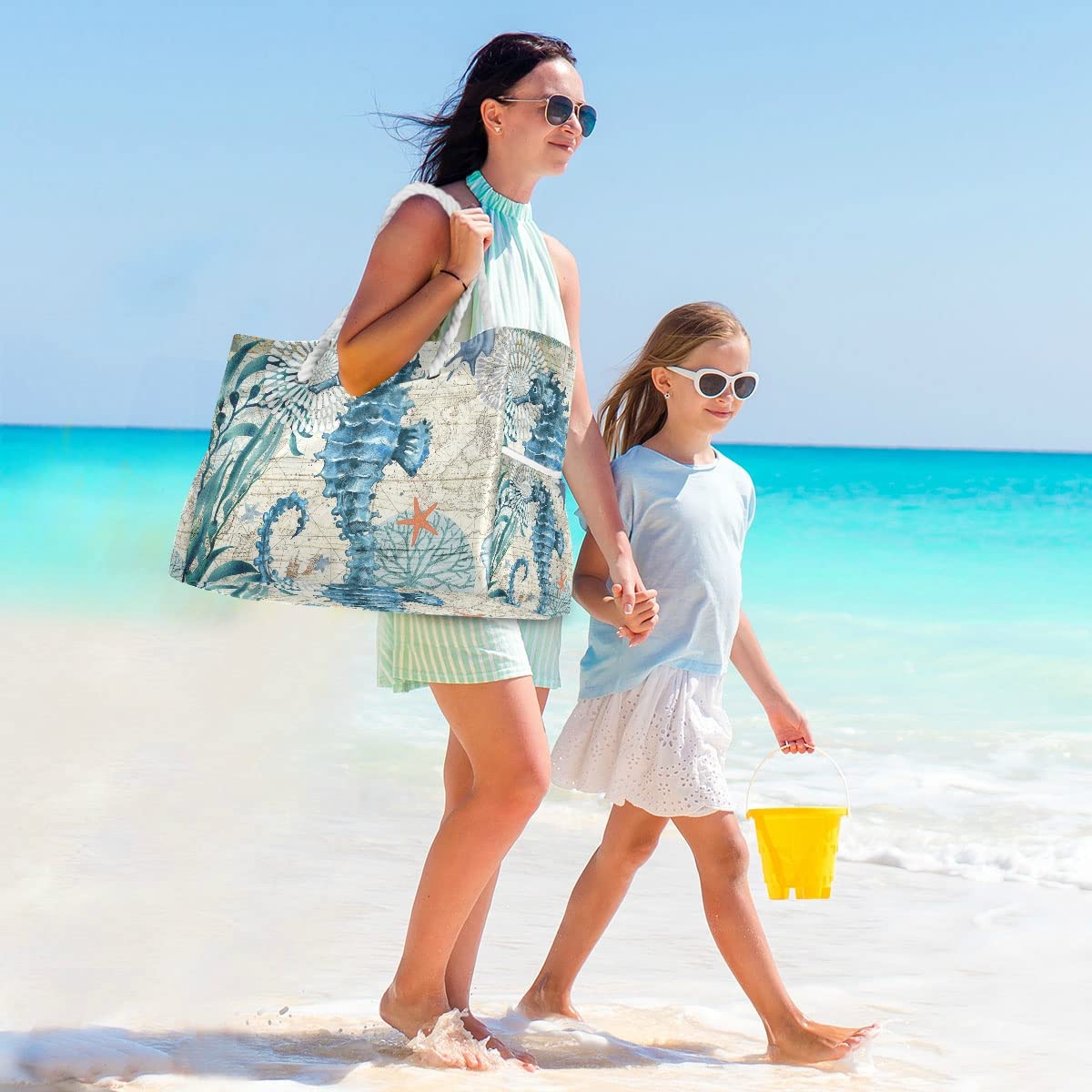 Senya Large Beach Shoulder Bag - Water Resistant Canvas Tote for Women, Gym, Travel & Daily Use | Perfect for Pool, Shopping & Work Commute