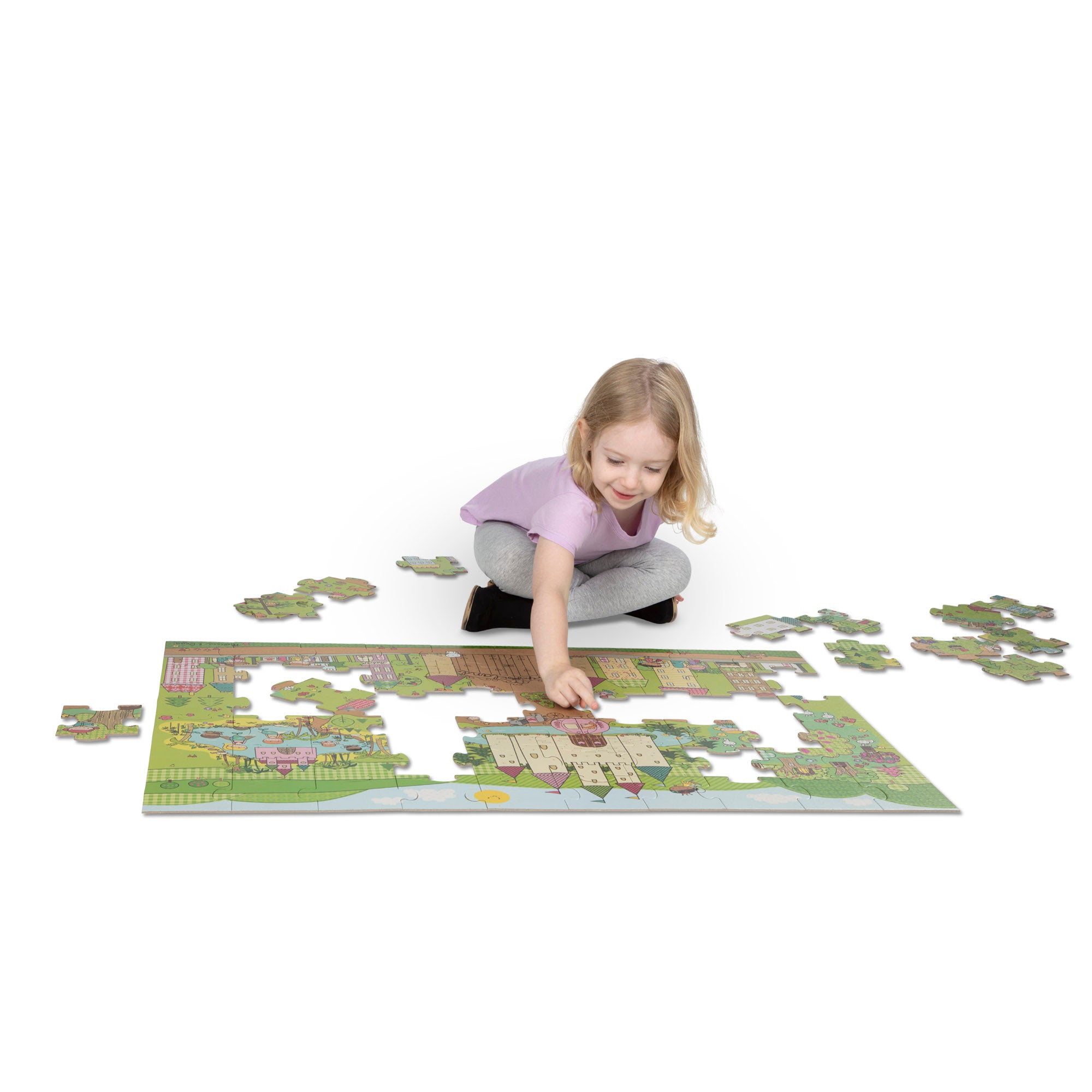 Natural Wooden Princess Fairyland Floor Puzzle for Kids - Educational Toddler Toy for Learning & Fun - Perfect for Playrooms, Preschools & Birthday Gifts