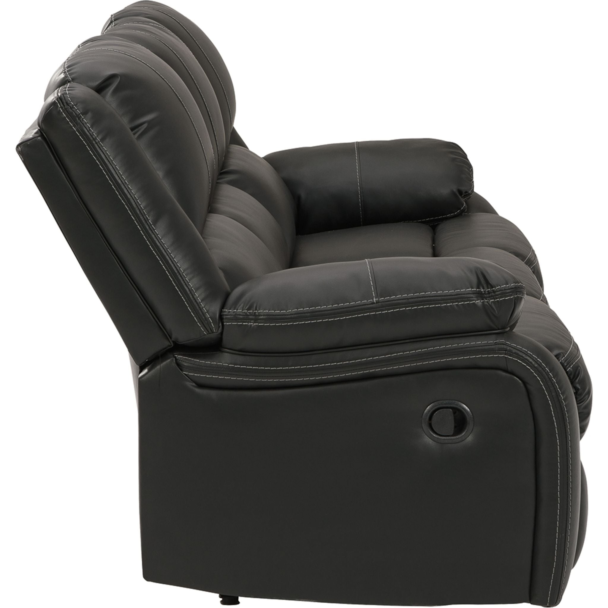 Calderwell Reclining Sofa - Black Leather Recliner Couch for Living Room | Comfortable Modern Sectional Sofa with Adjustable Backrest | Perfect for Home Theater, Lounge & Family Room Relaxation